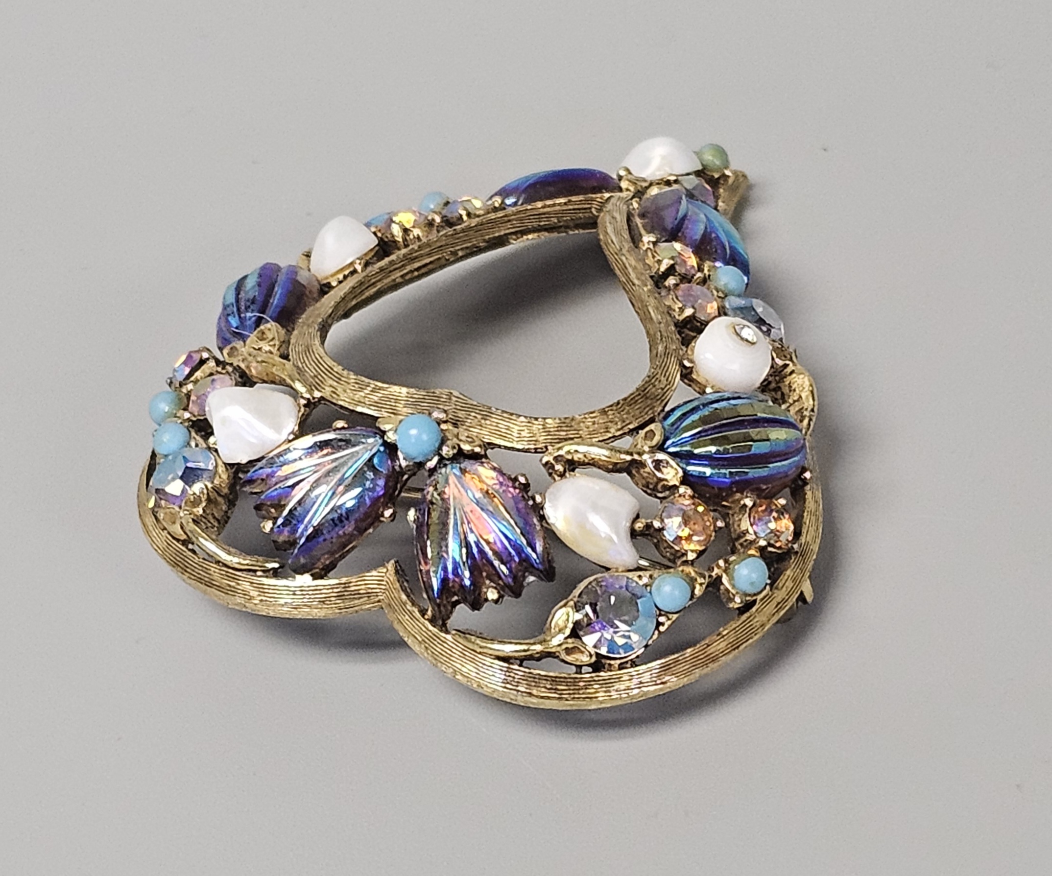 Florenza Multi-Stone Heart Brooch