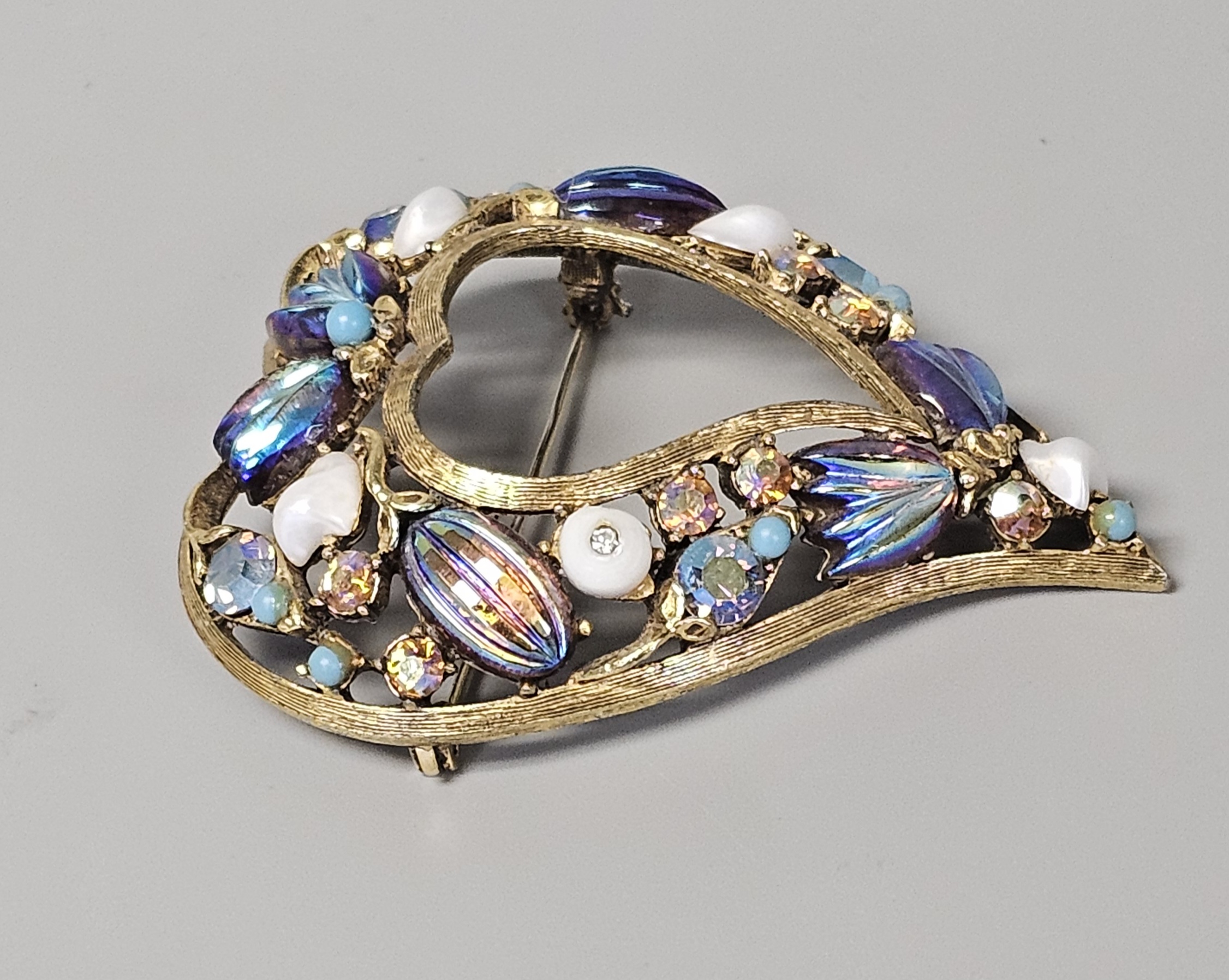 Florenza Multi-Stone Heart Brooch