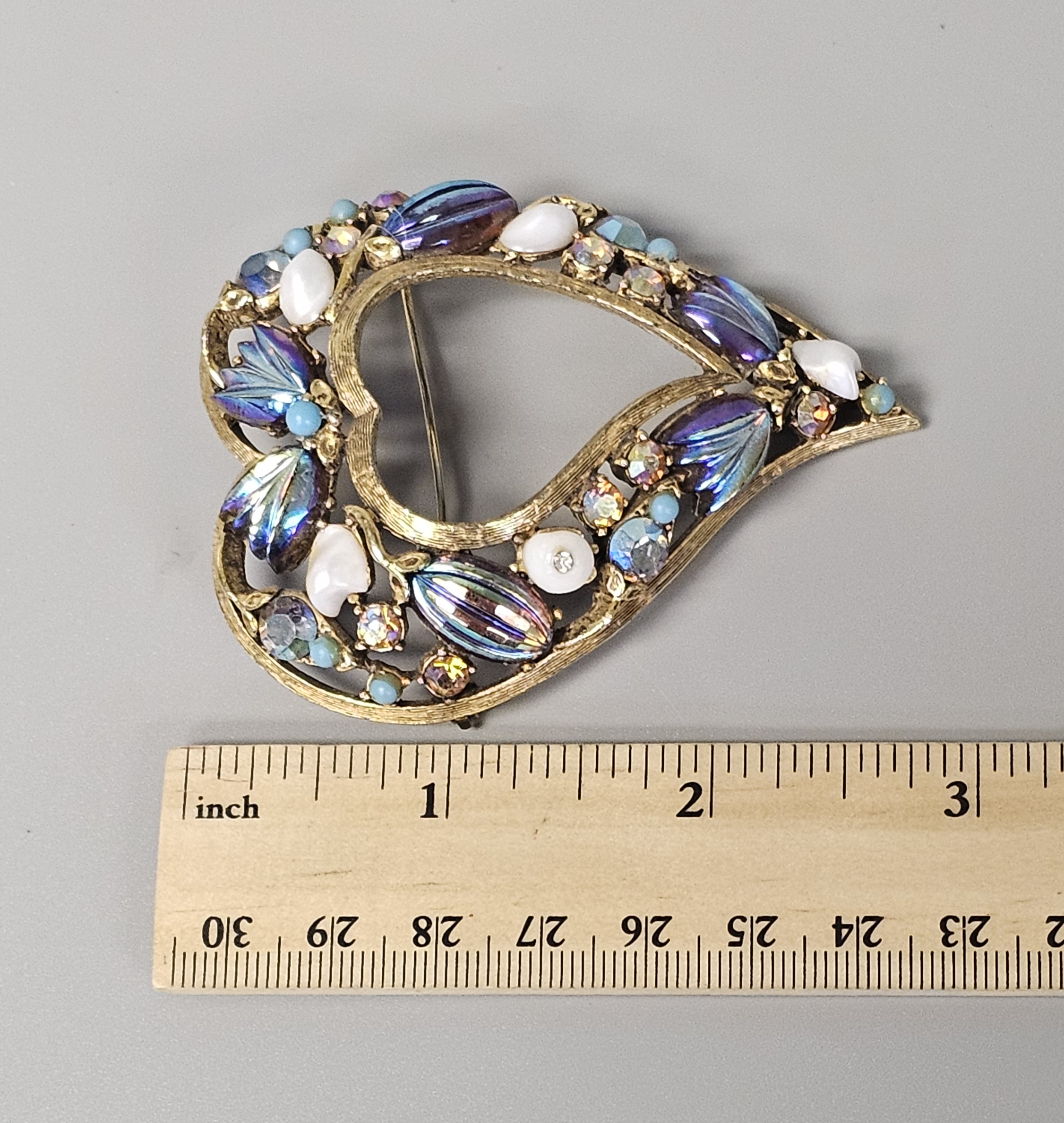 Florenza Multi-Stone Heart Brooch