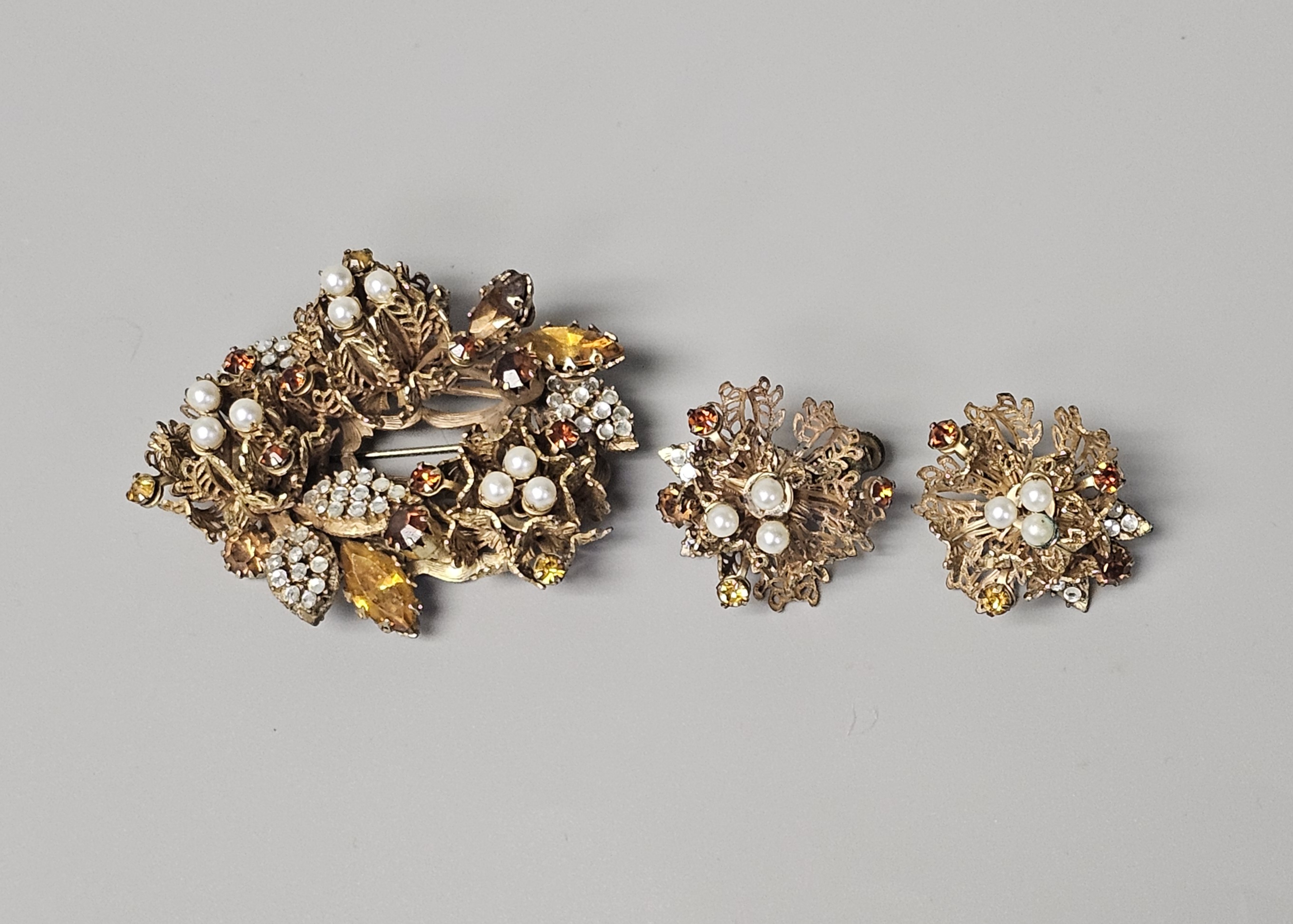 Vendome Mid-Century Gilt Costume Demi-Parure