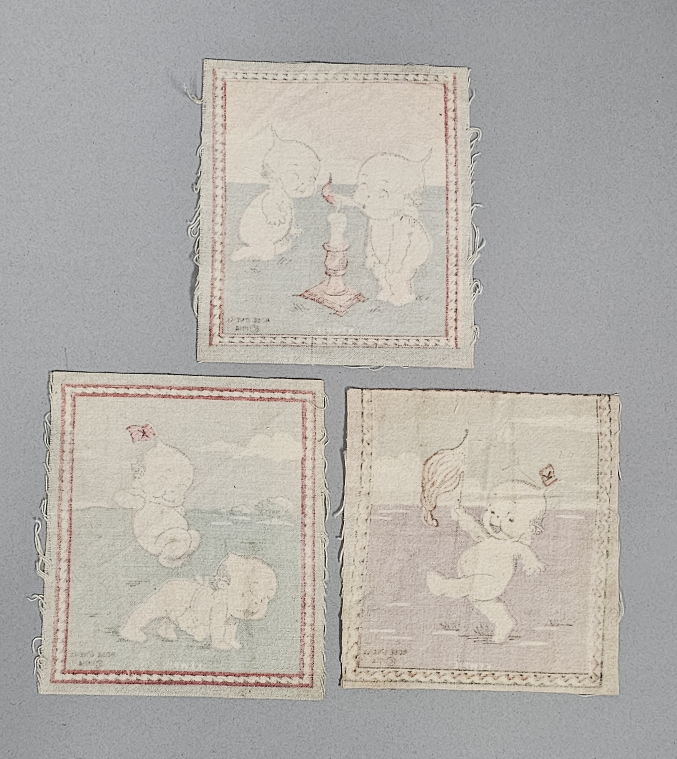 Trio of 1914 Rose O'Neill Kewpie Tobacco Flannels