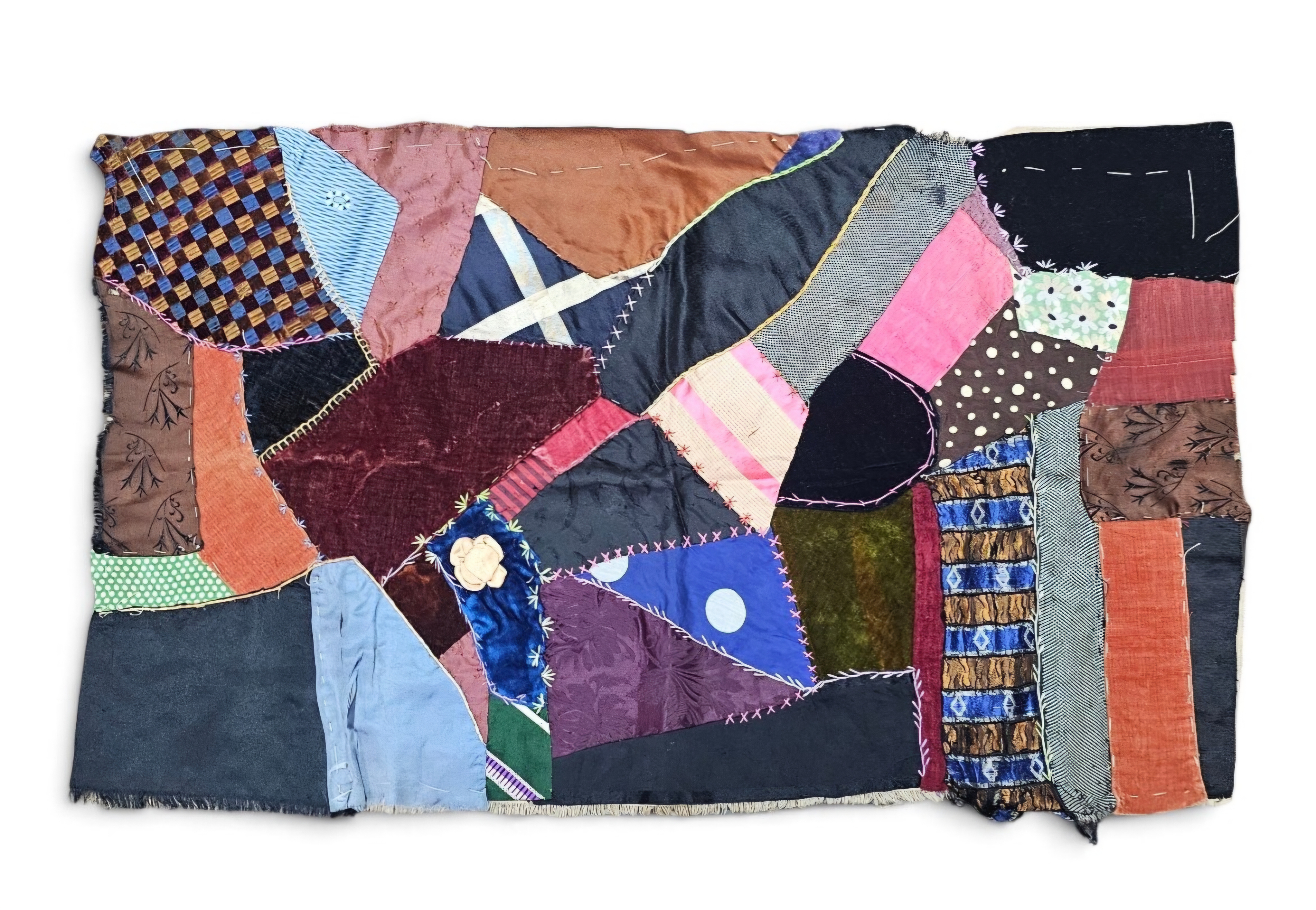 Victorian Silk and Velvet Quilt Fragment