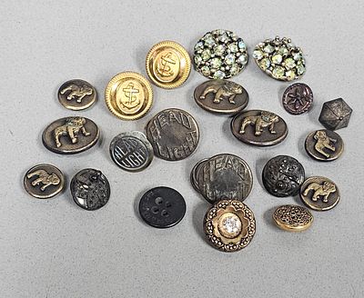 Assorted Vintage and Antique Collectible Buttons. This collection features a diverse group of 
