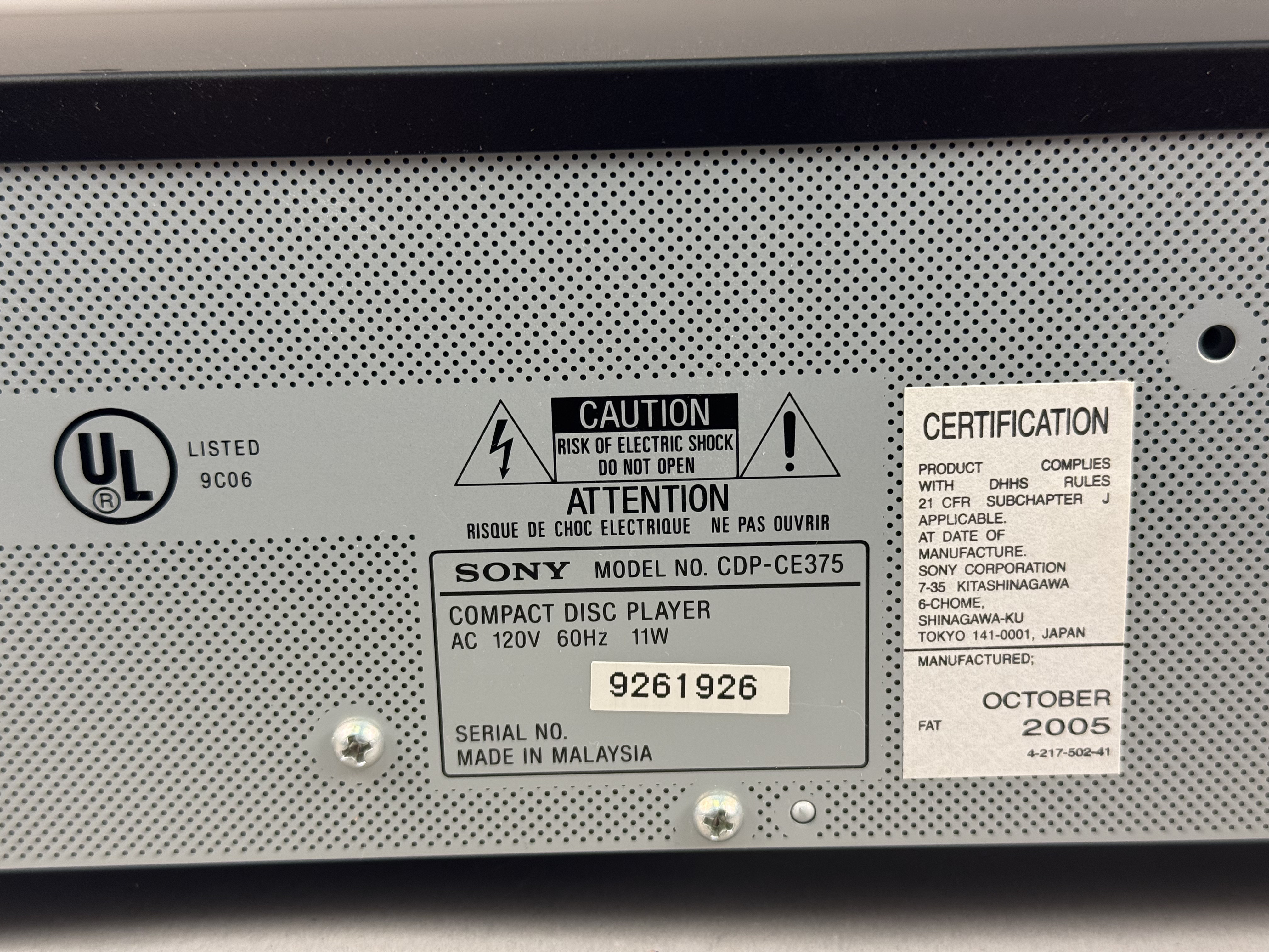 Sony CDP-CE375 5-Disc CD Changer
