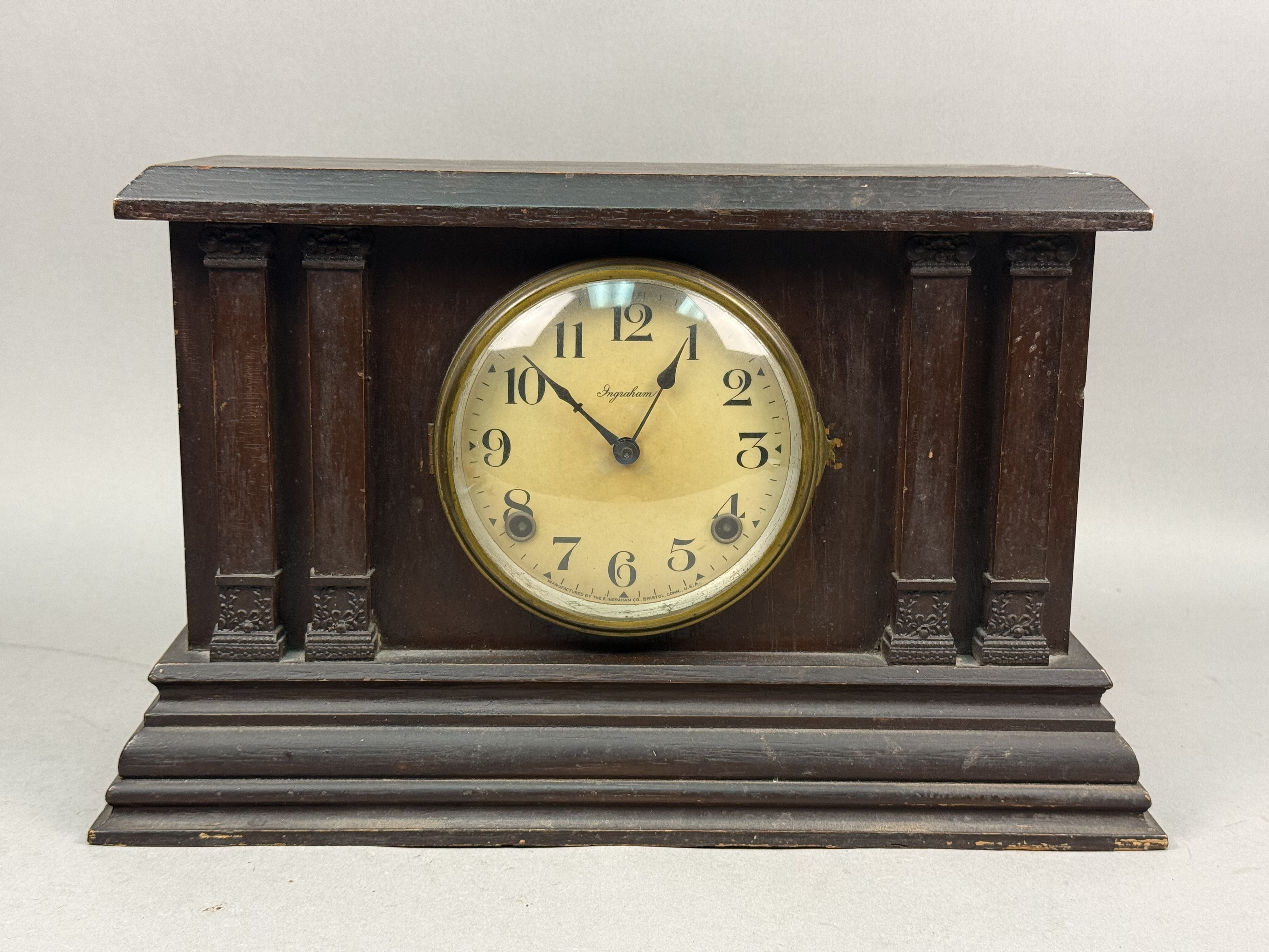 Ingraham Architectural Wood Mantel Clock