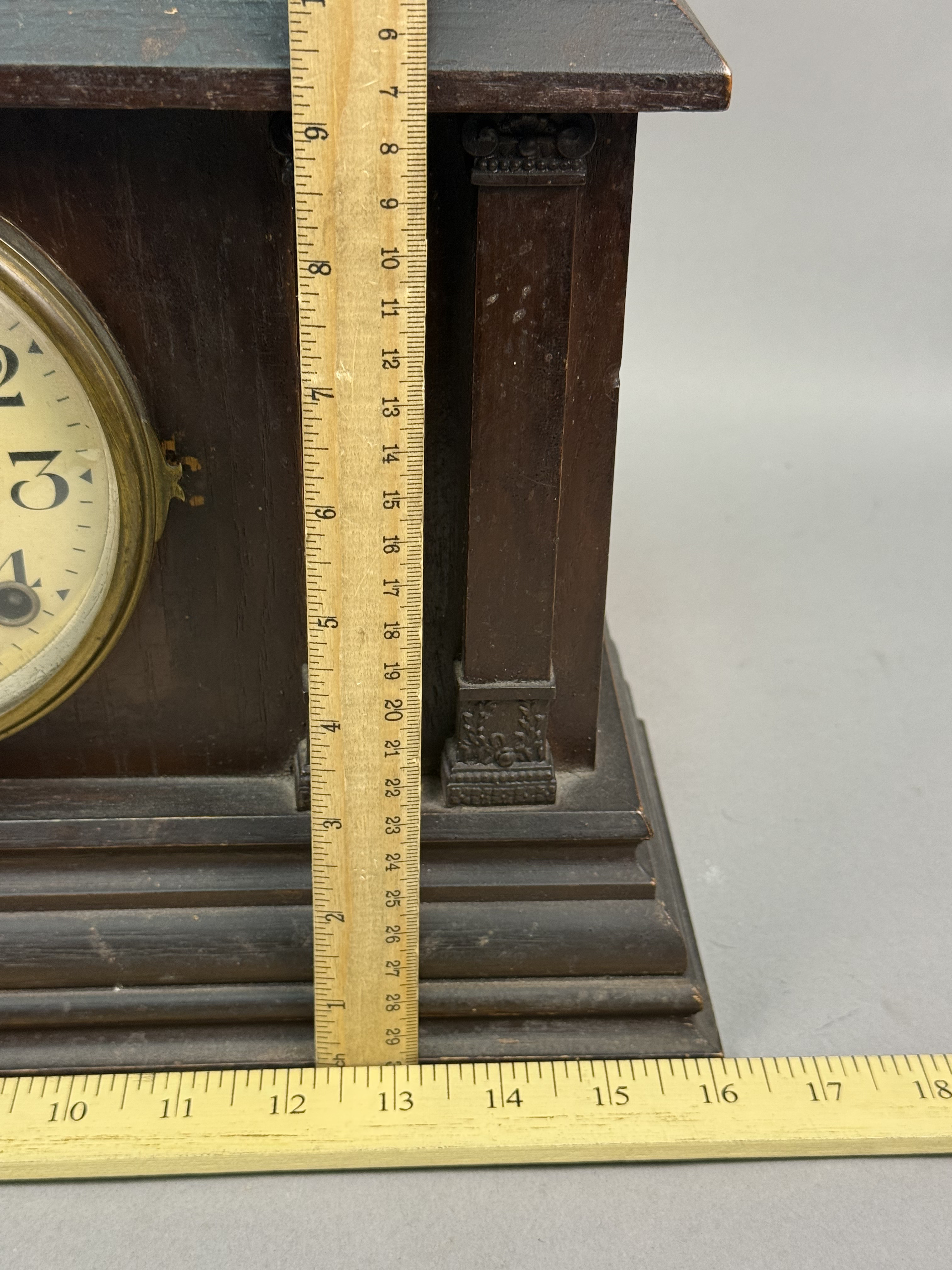 Ingraham Architectural Wood Mantel Clock