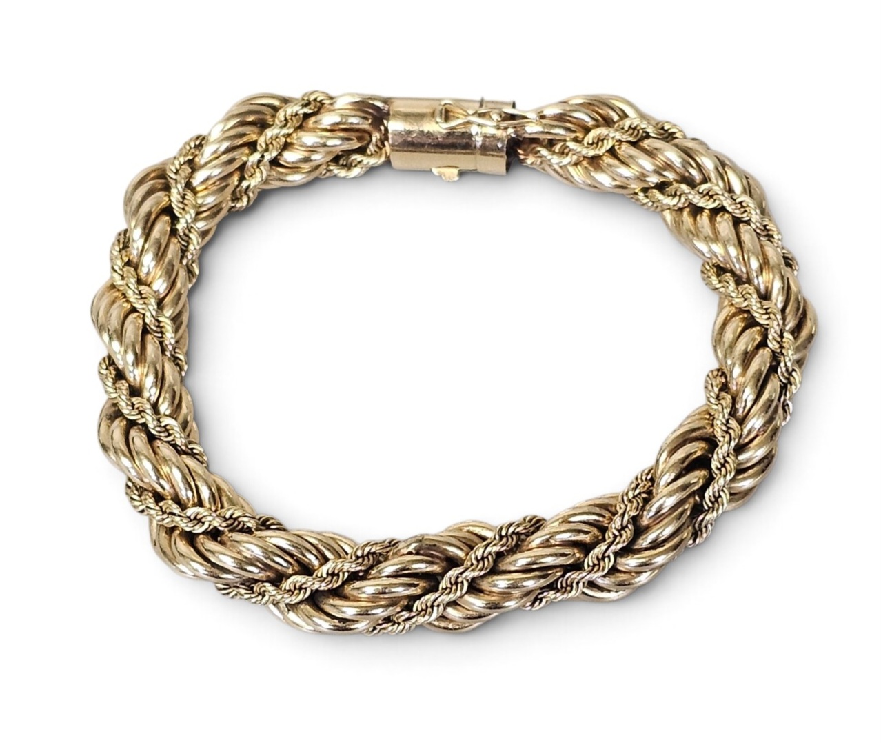 Heavy 14K Gold Rope Bracelet 29.5 Grams