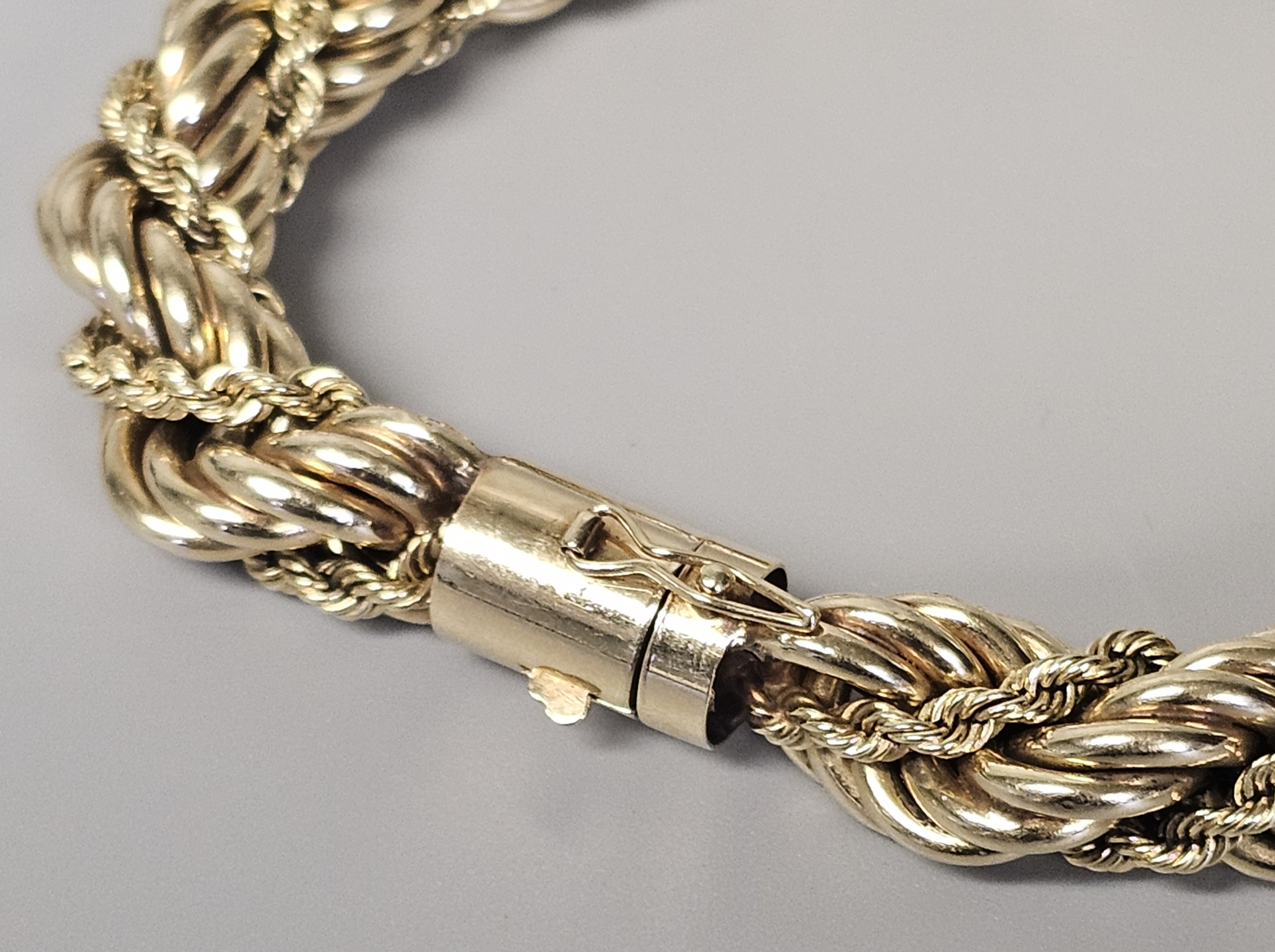 Heavy 14K Gold Rope Bracelet 29.5 Grams
