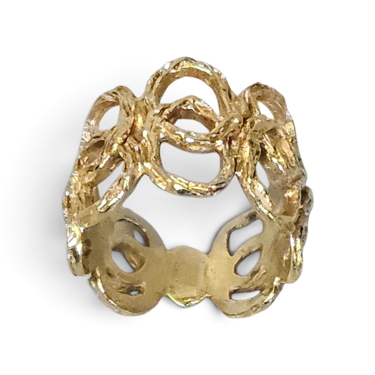 14K Openwork Textured Band Ring 4.8 Grams