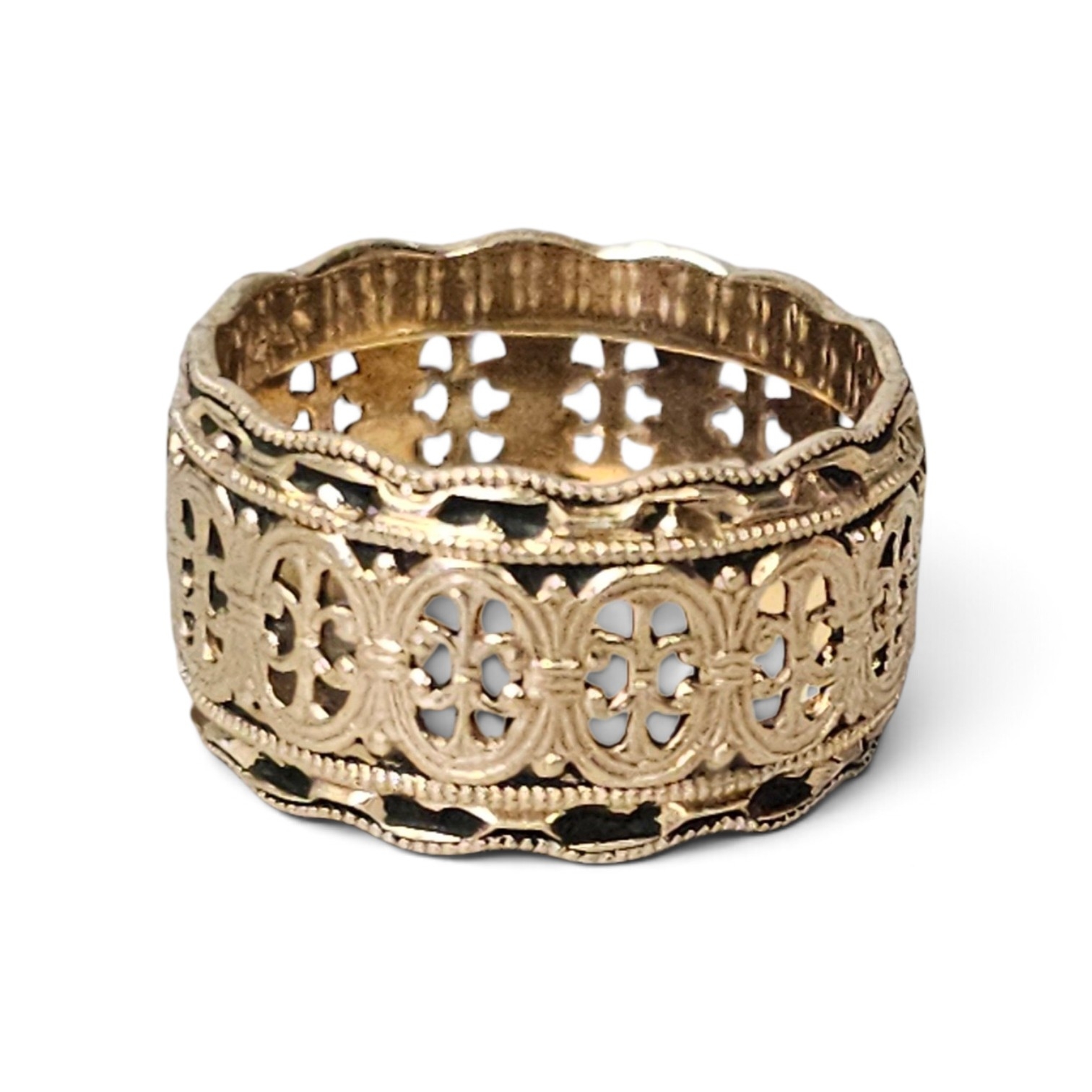 14K Gold Filigree Band Ring 7.6 Grams