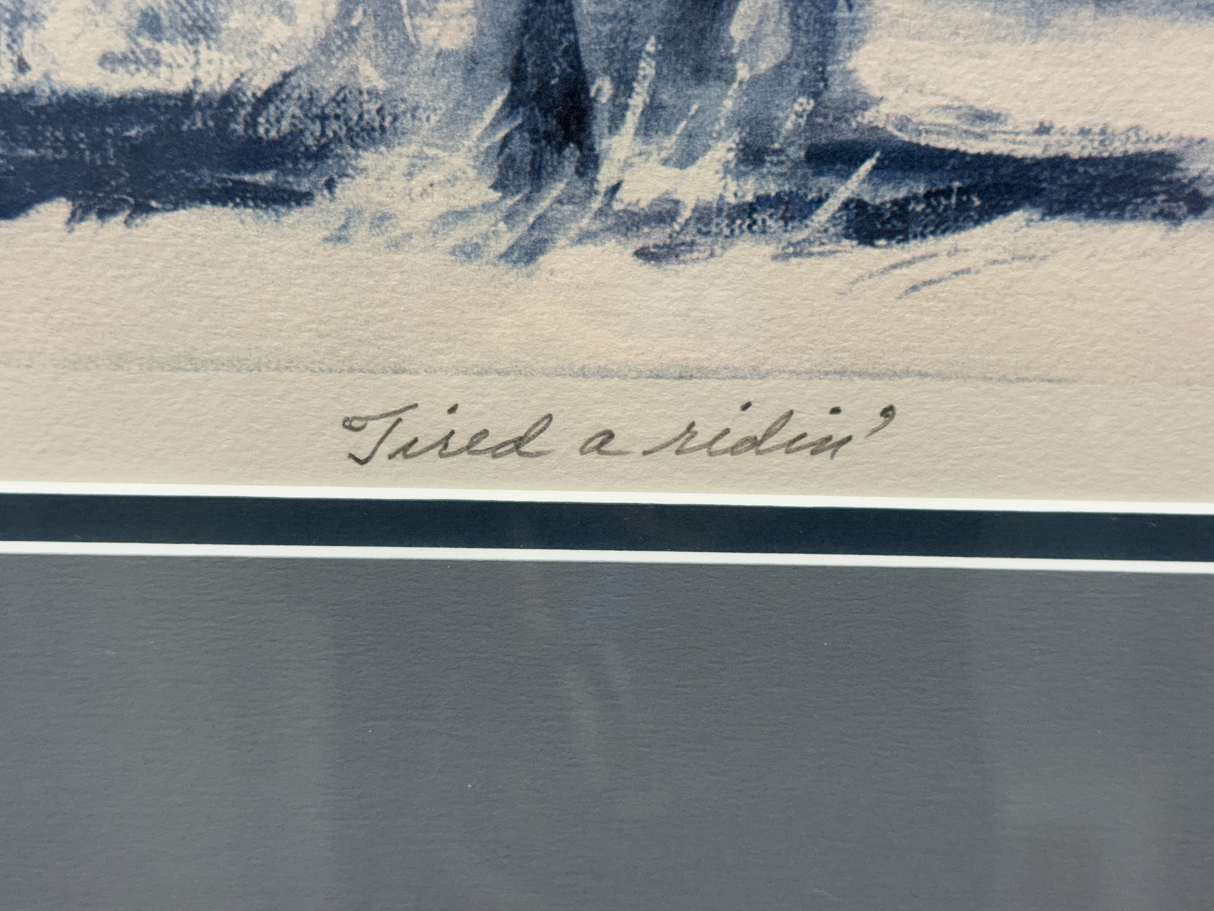 Harland Young Tired a ridin Lithograph