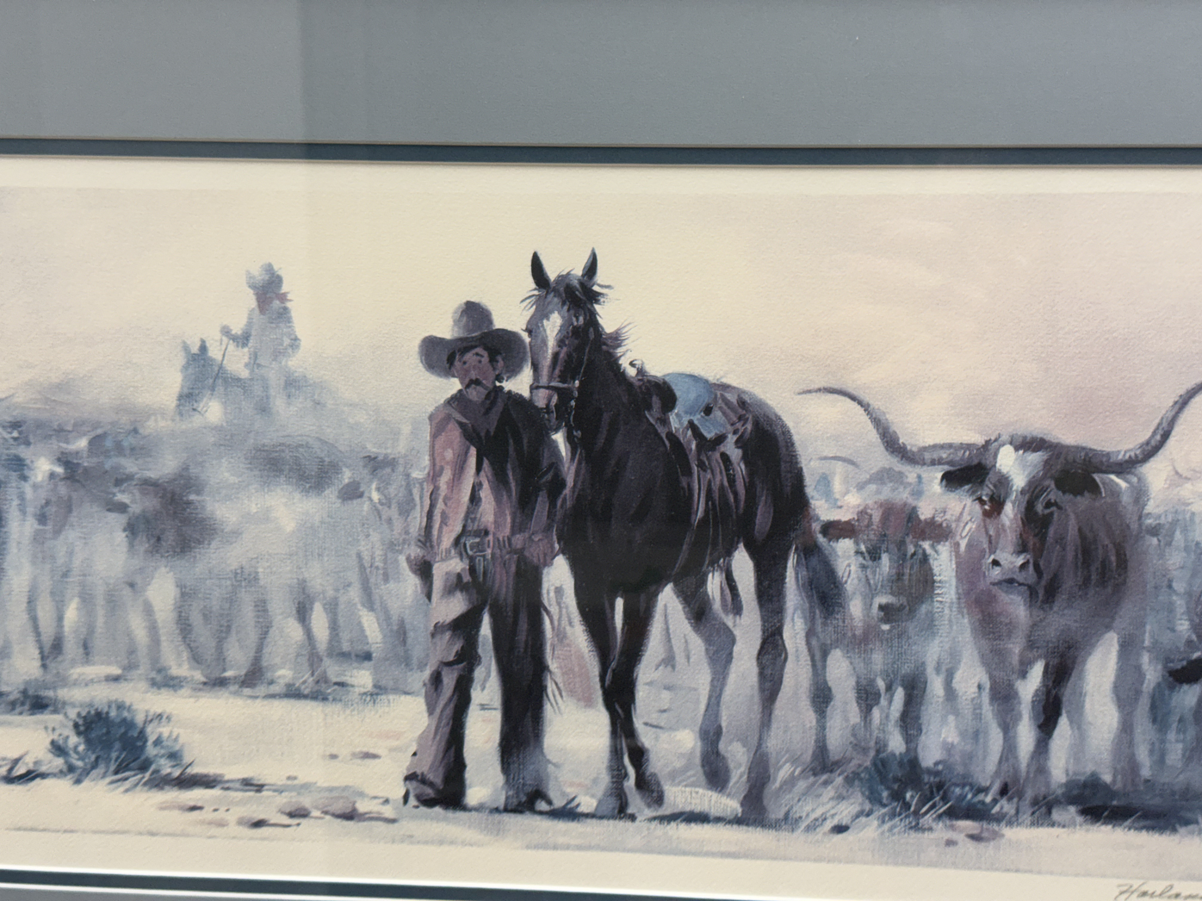 Harland Young Tired a ridin Lithograph