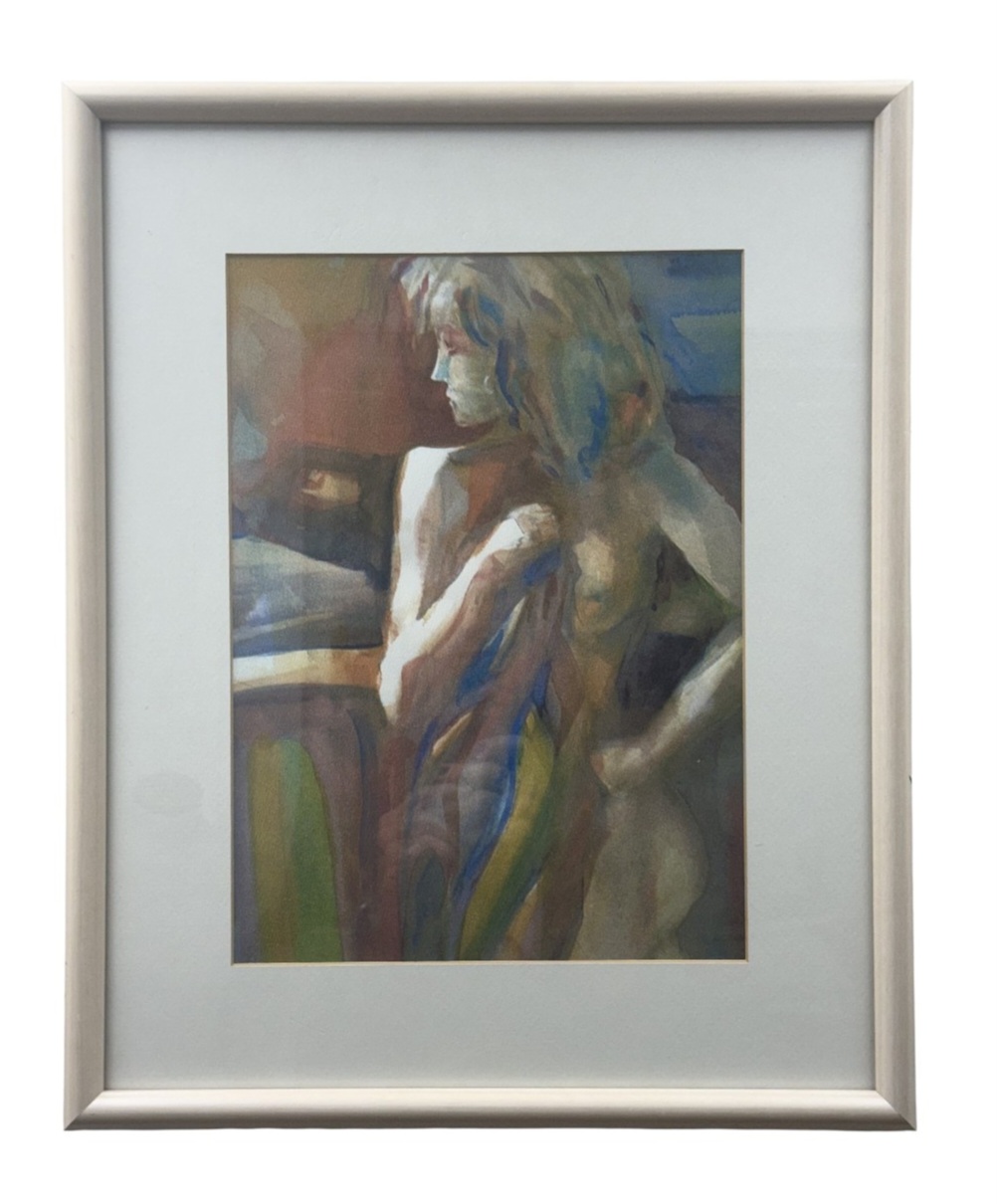 20th Century Modernist Nude Watercolor