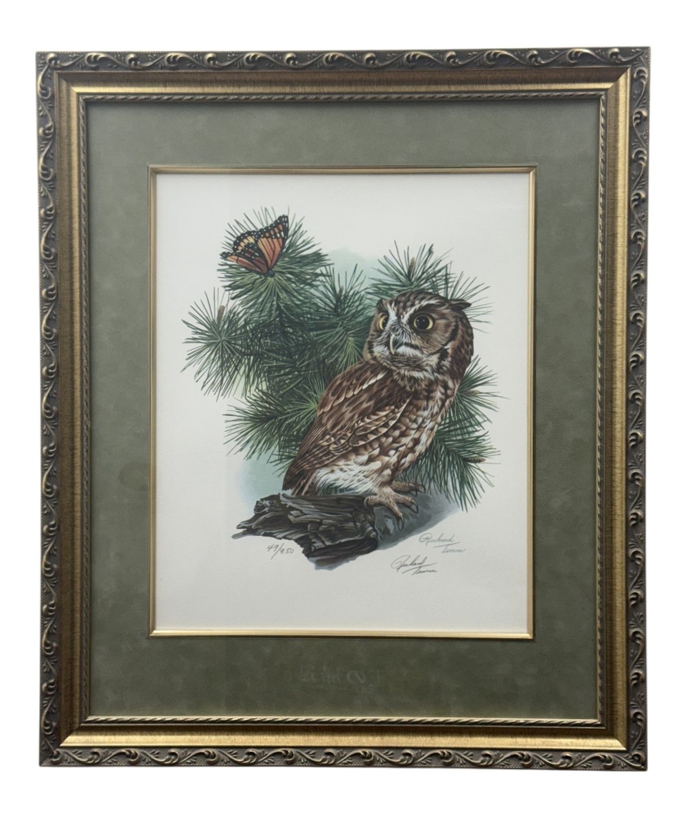 Richard Timm Signed Screech Owl Lithograph
