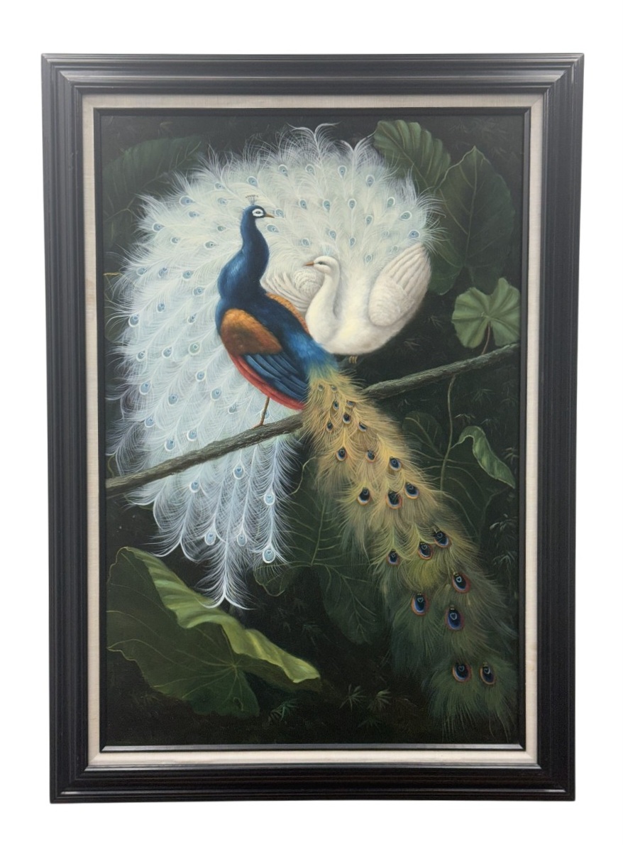 Chinese School Peacock Oil Painting