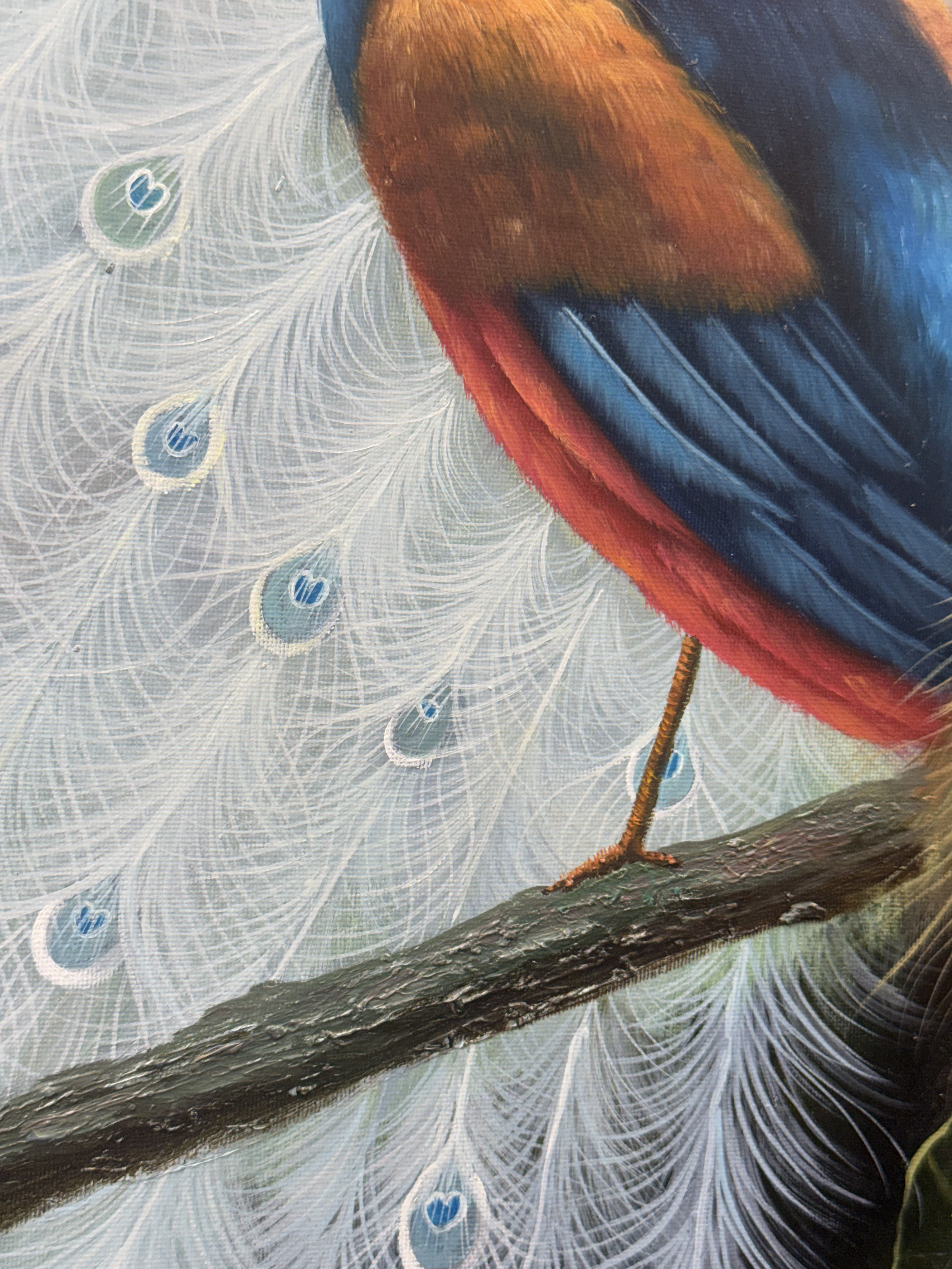 Chinese School Peacock Oil Painting