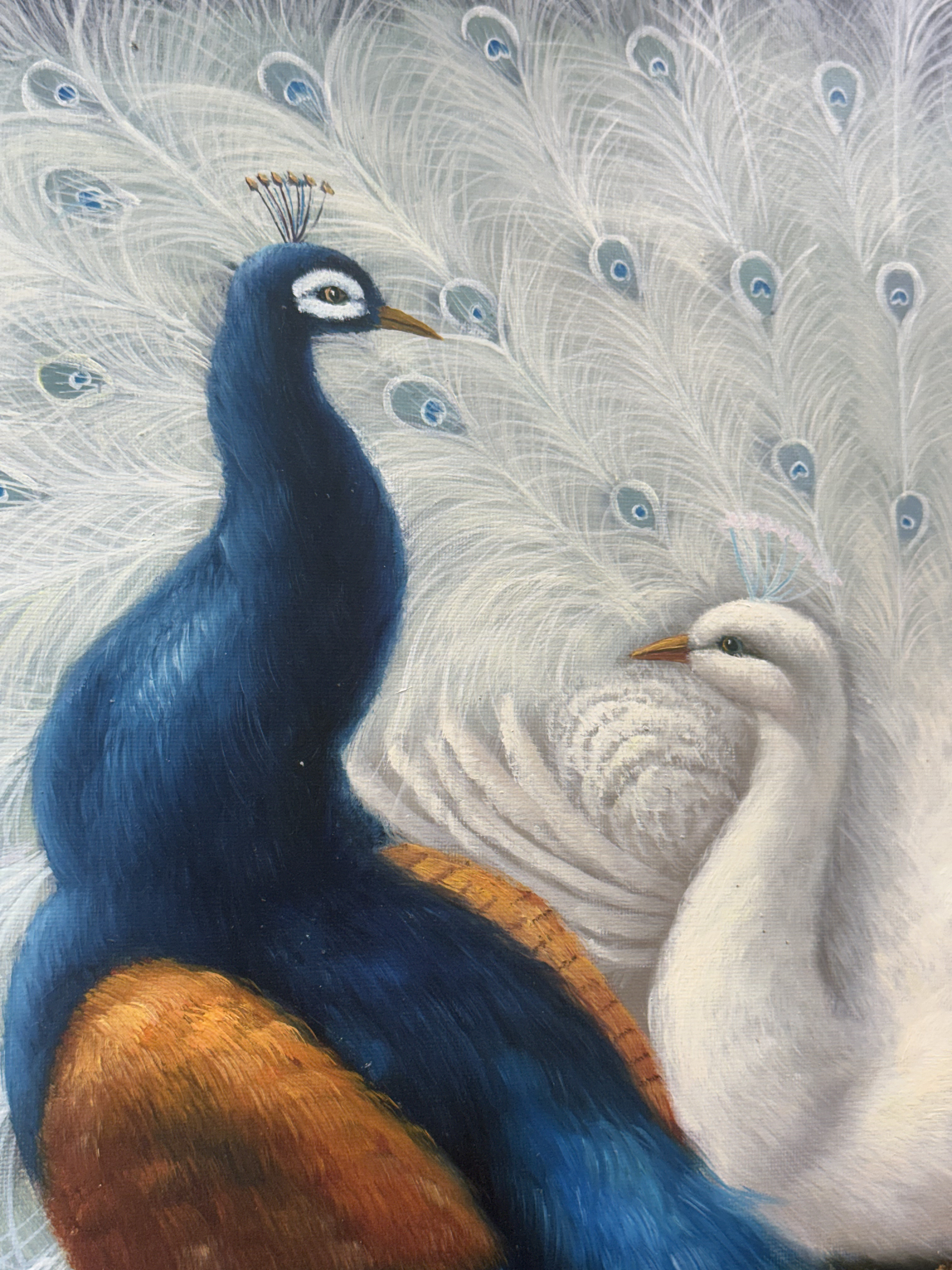 Chinese School Peacock Oil Painting