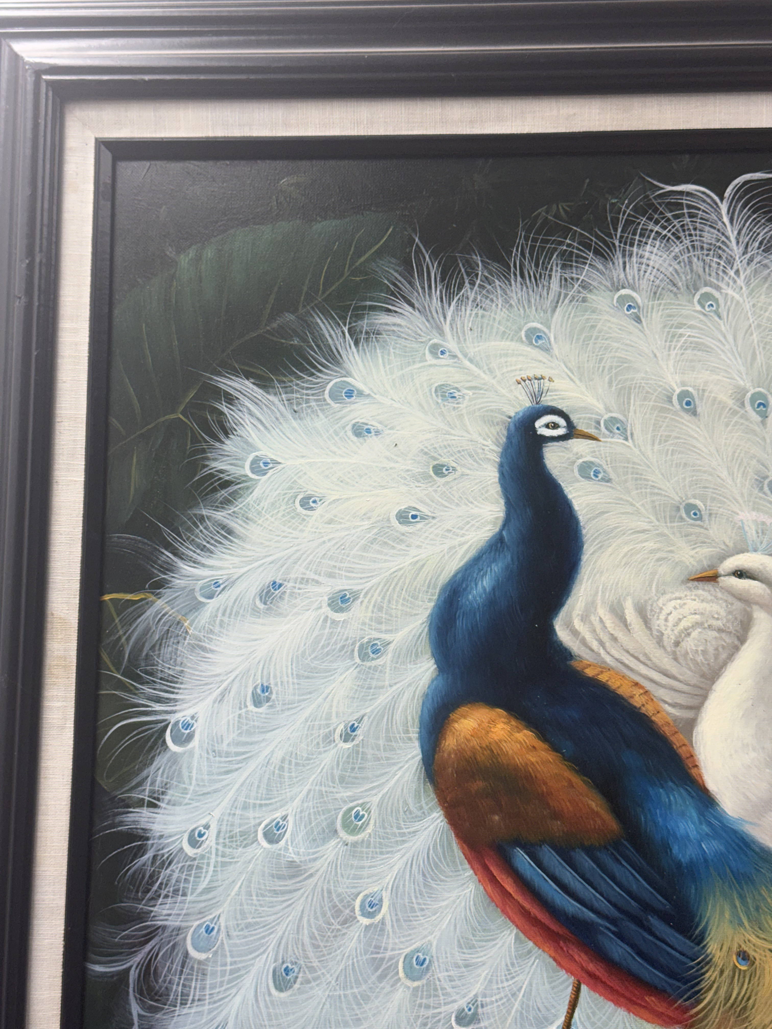 Chinese School Peacock Oil Painting