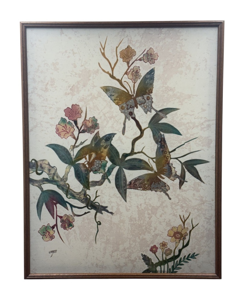Trisno 'Butterflies and Blossoms' (Signed)