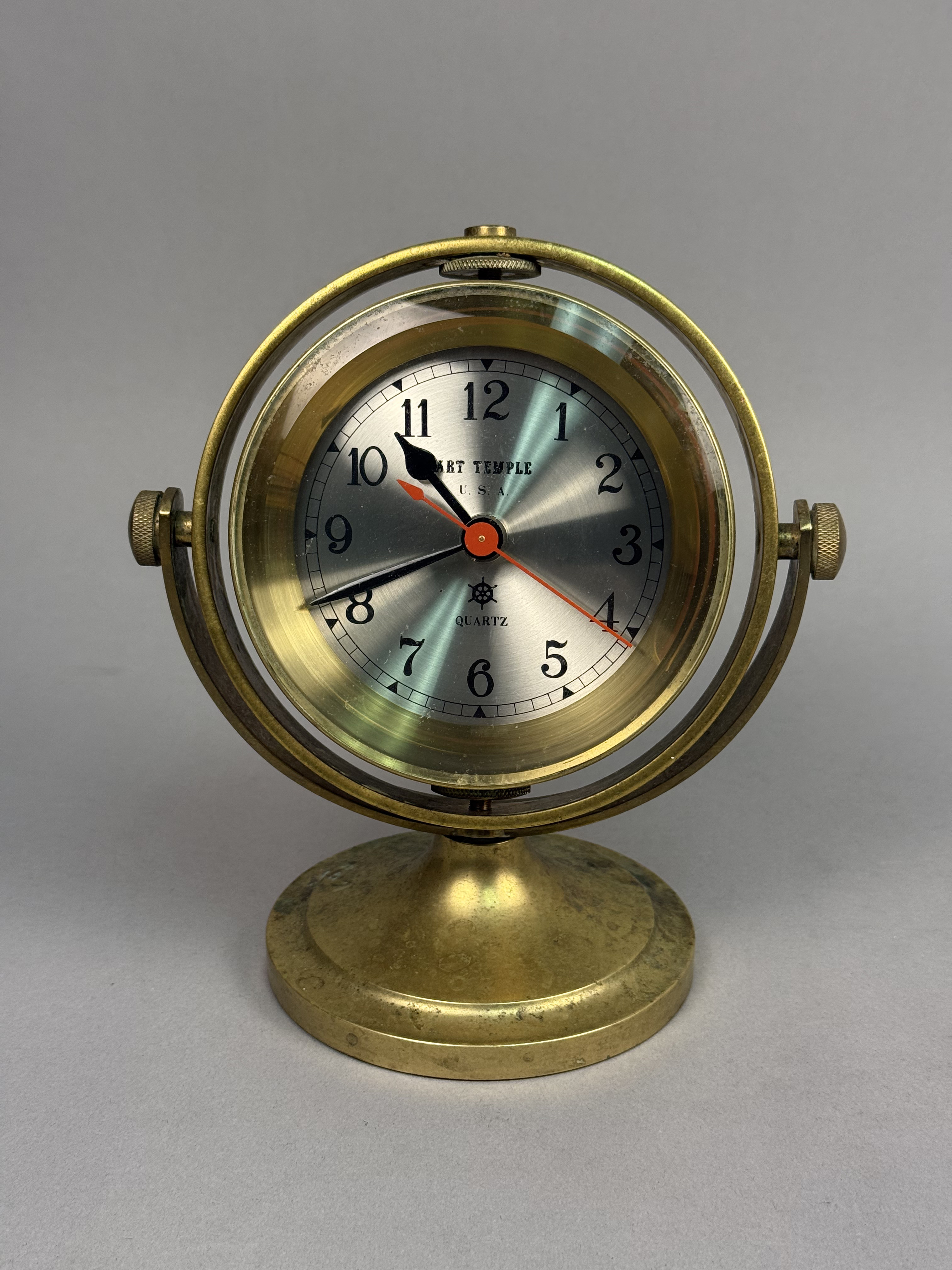 Art Temple Brass Gimbal Desk Clock