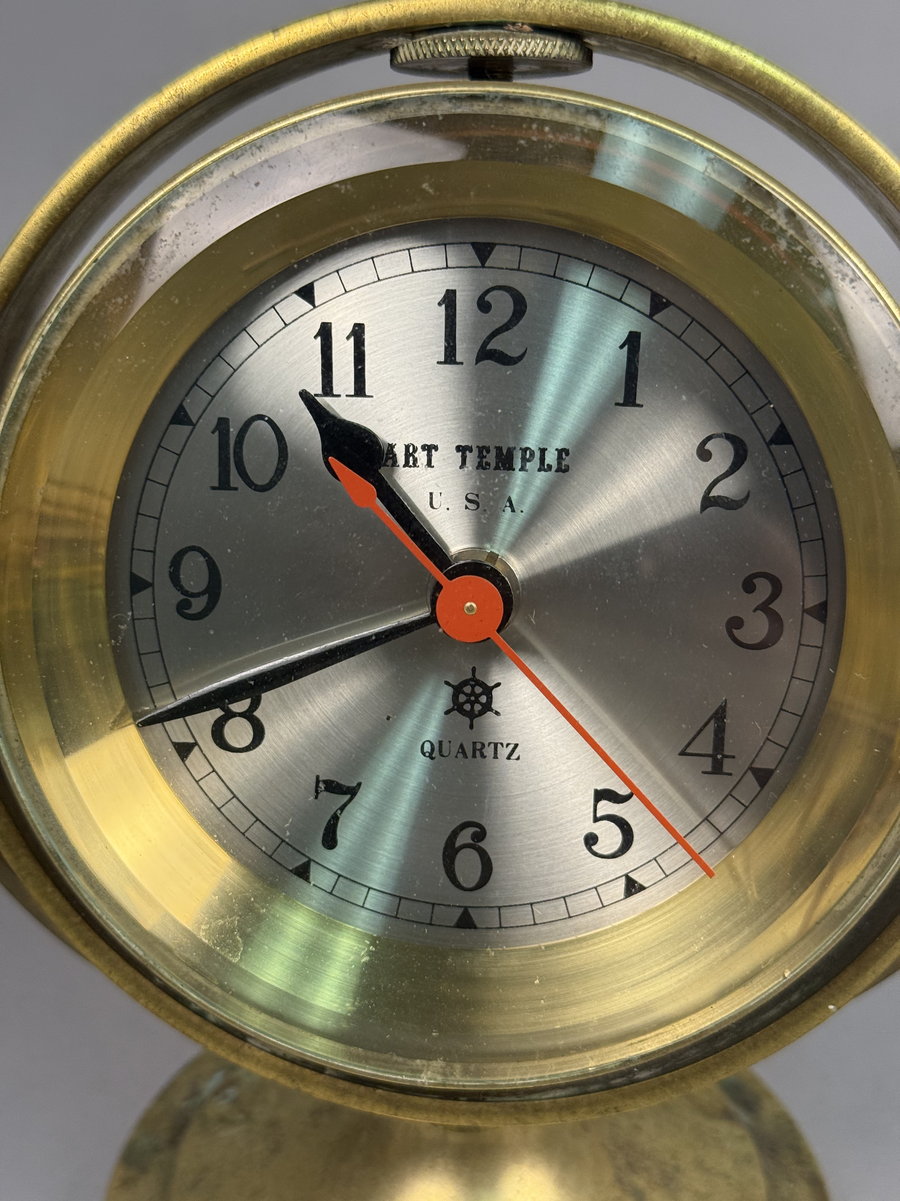 Art Temple Brass Gimbal Desk Clock