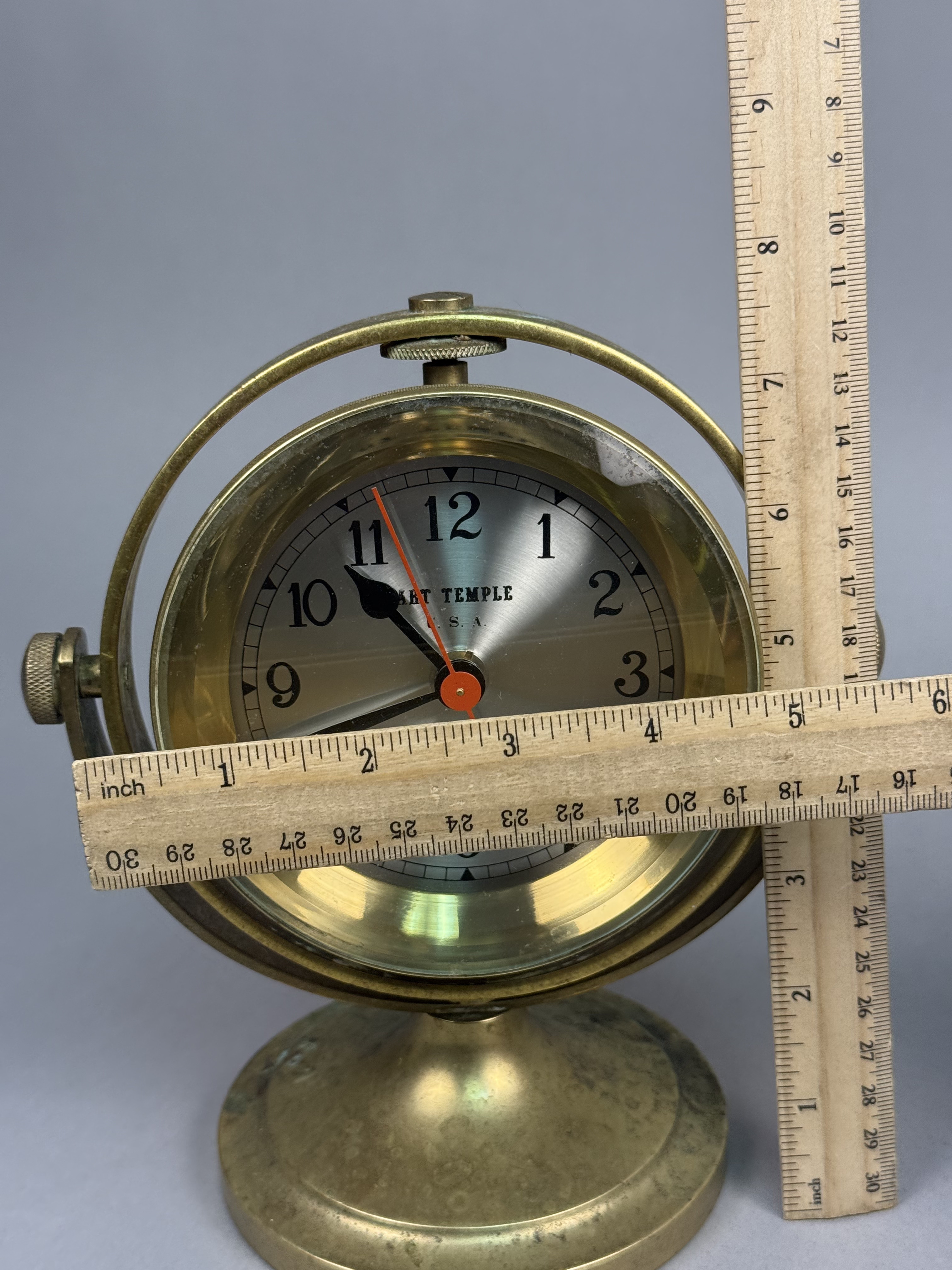 Art Temple Brass Gimbal Desk Clock