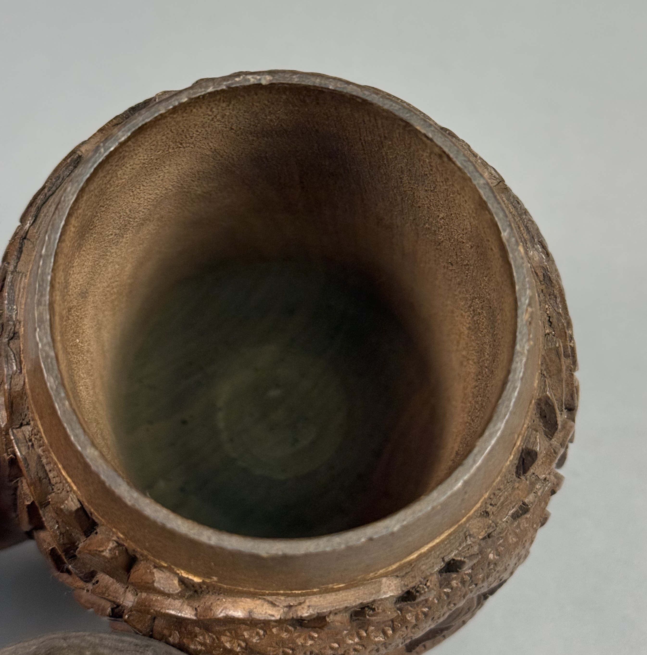 Carved Wood Deer Motif Tankard