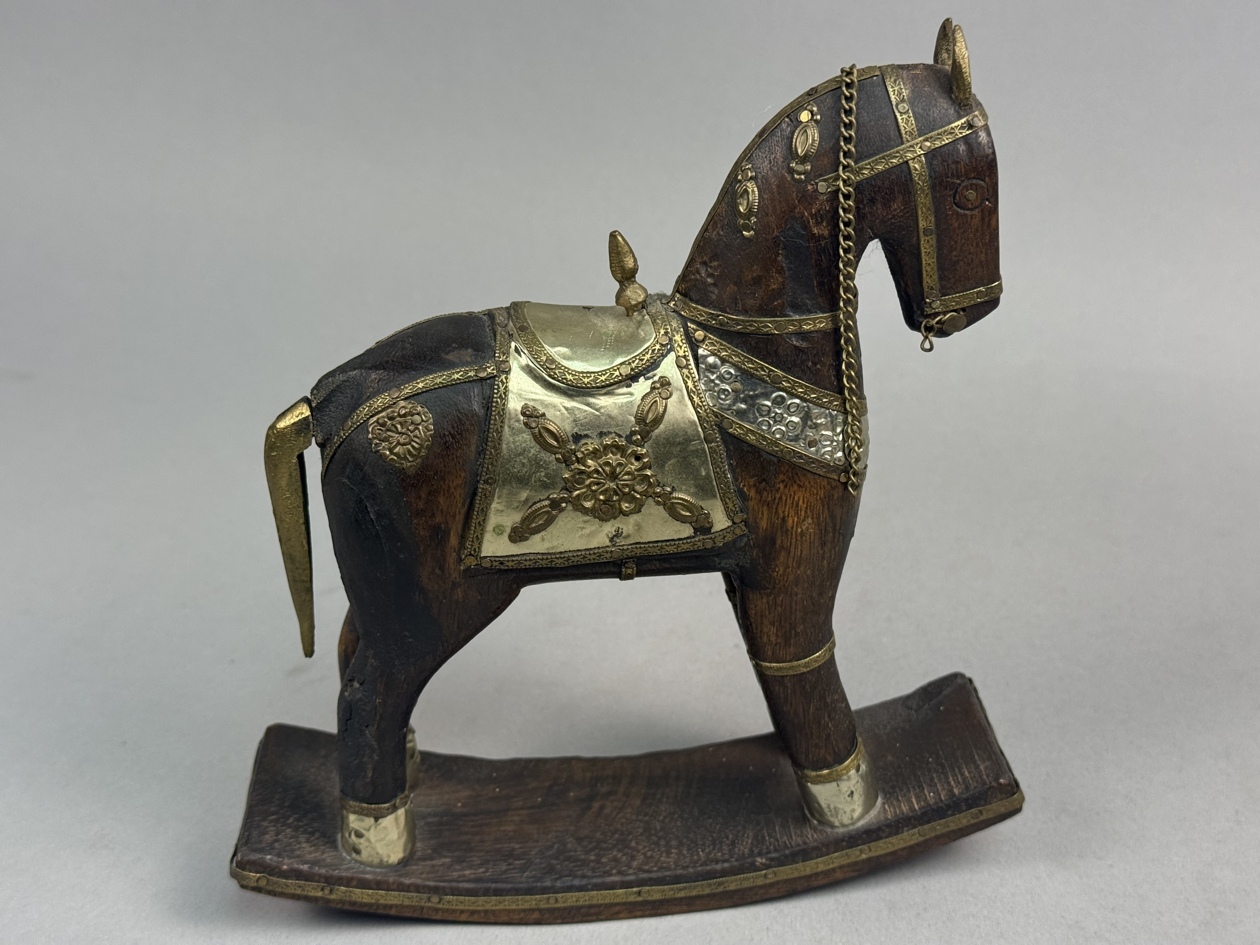 Indian Hand-Carved Wood Rocking Horse