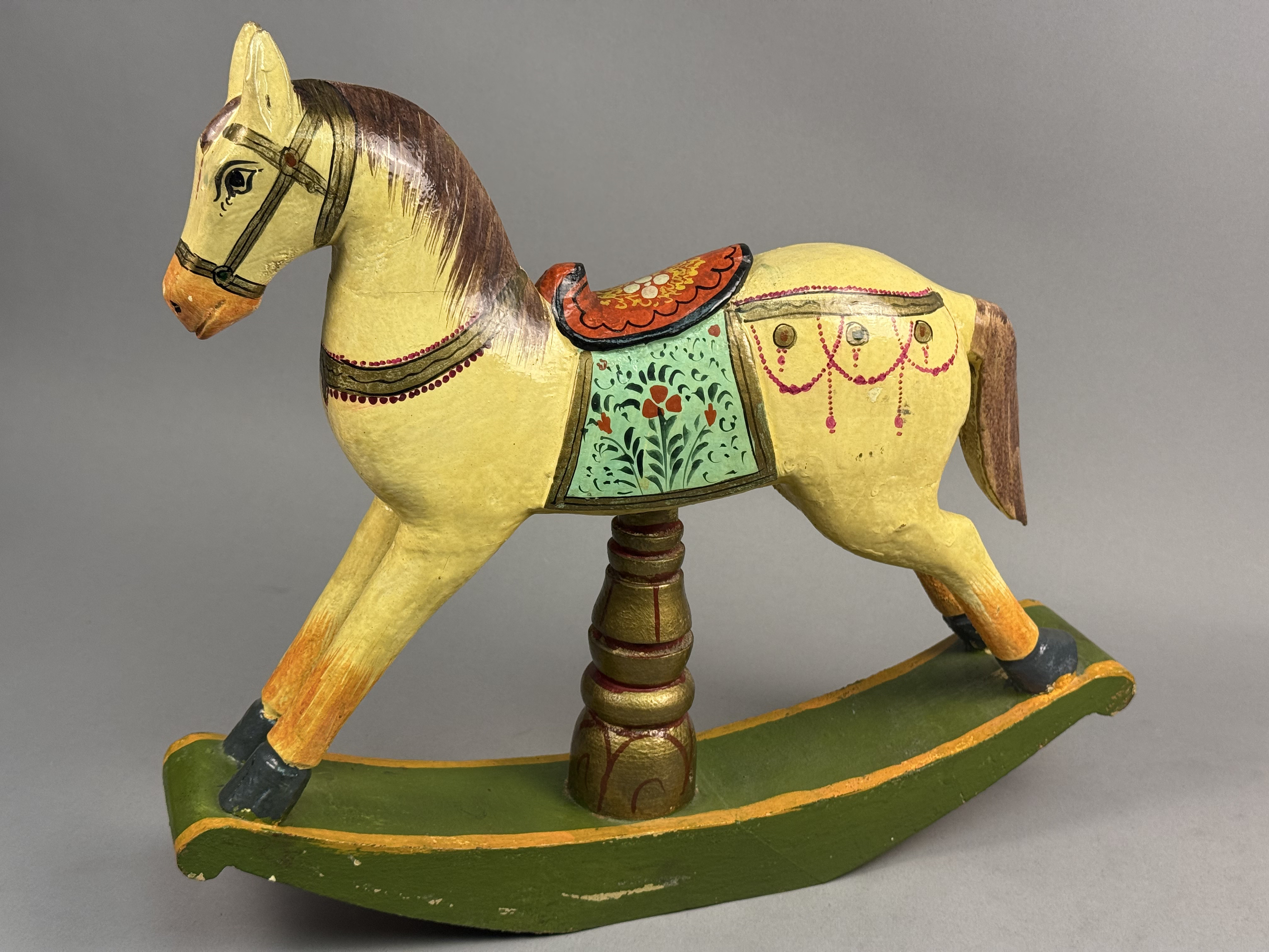 Hand-Painted Folk Art Rocking Horse