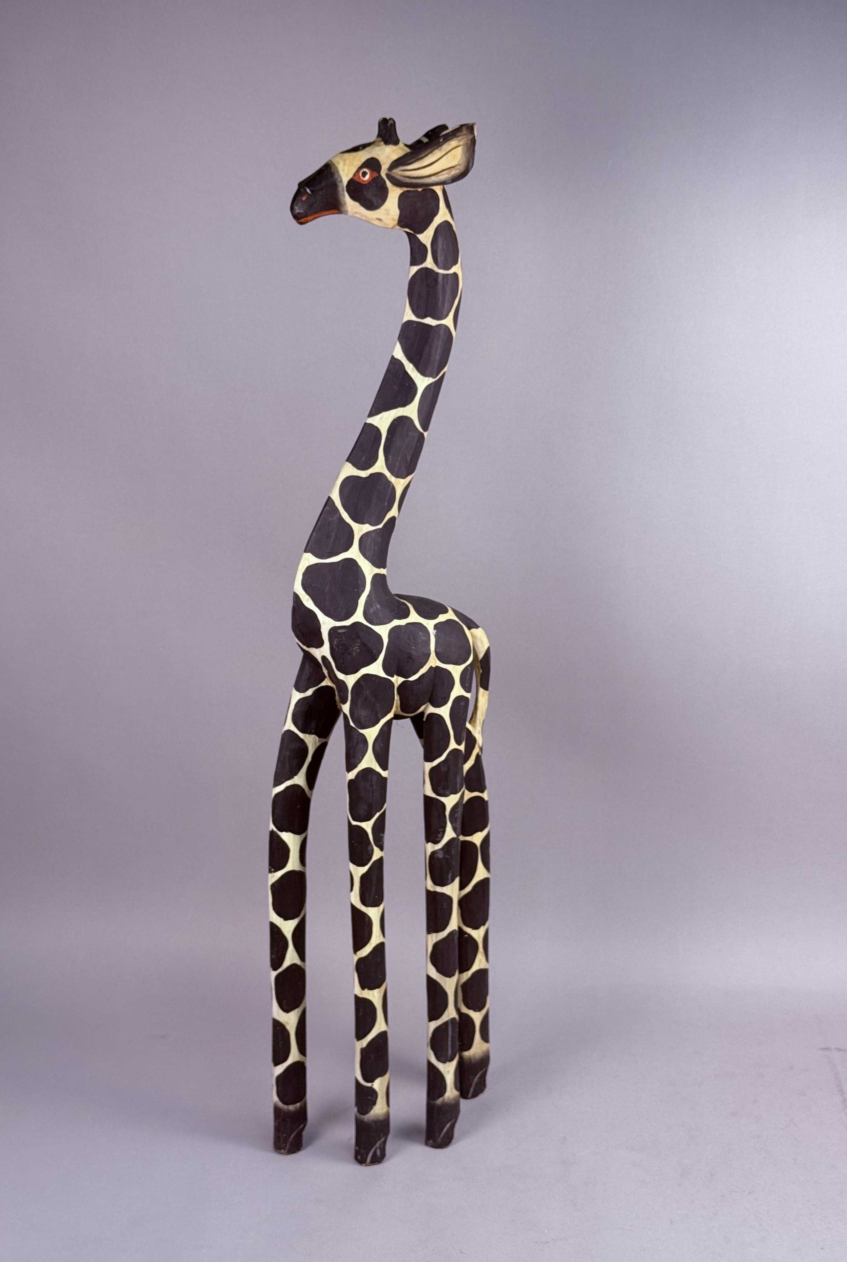Hand-Carved Indonesian Painted Wooden Giraffe