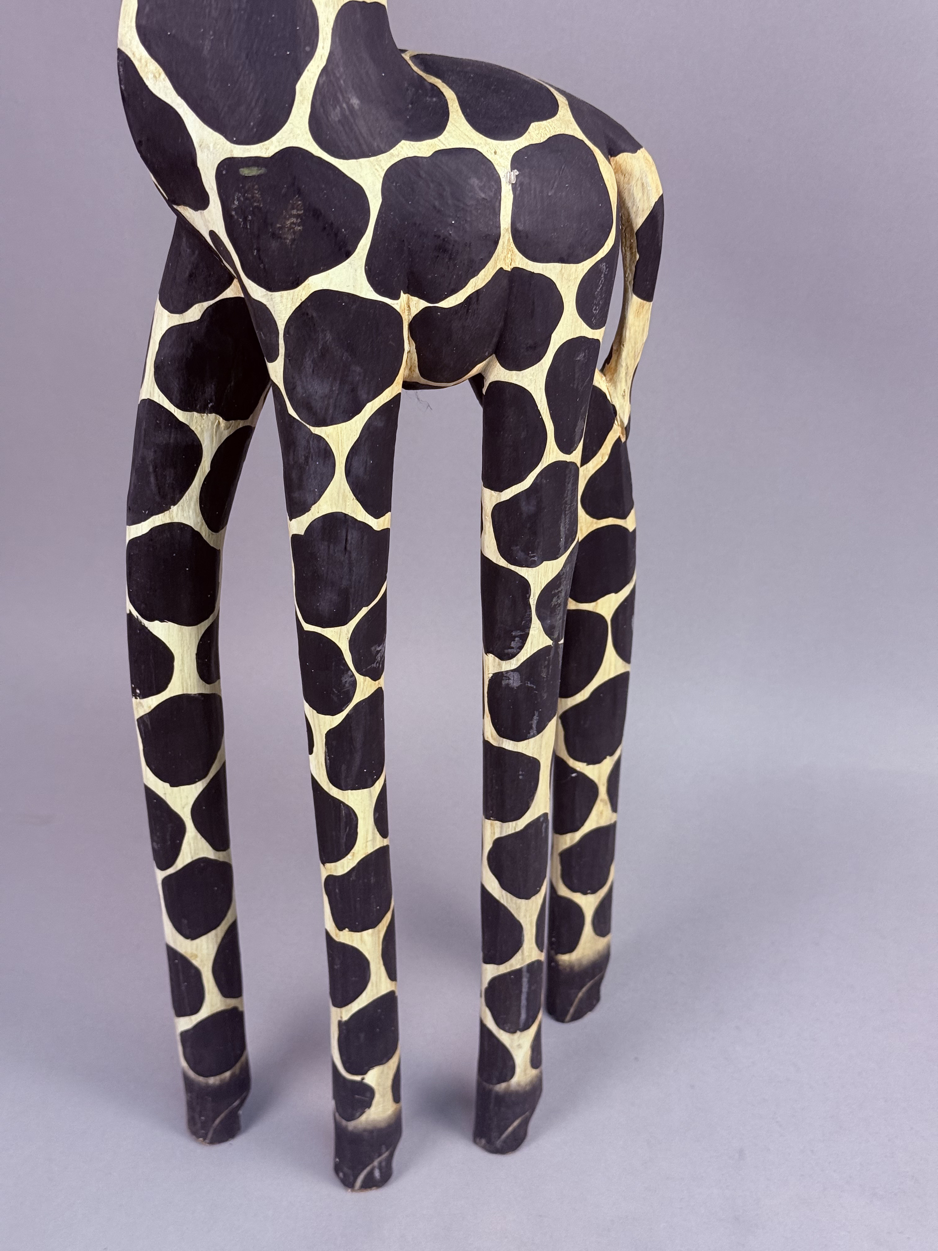 Hand-Carved Indonesian Painted Wooden Giraffe