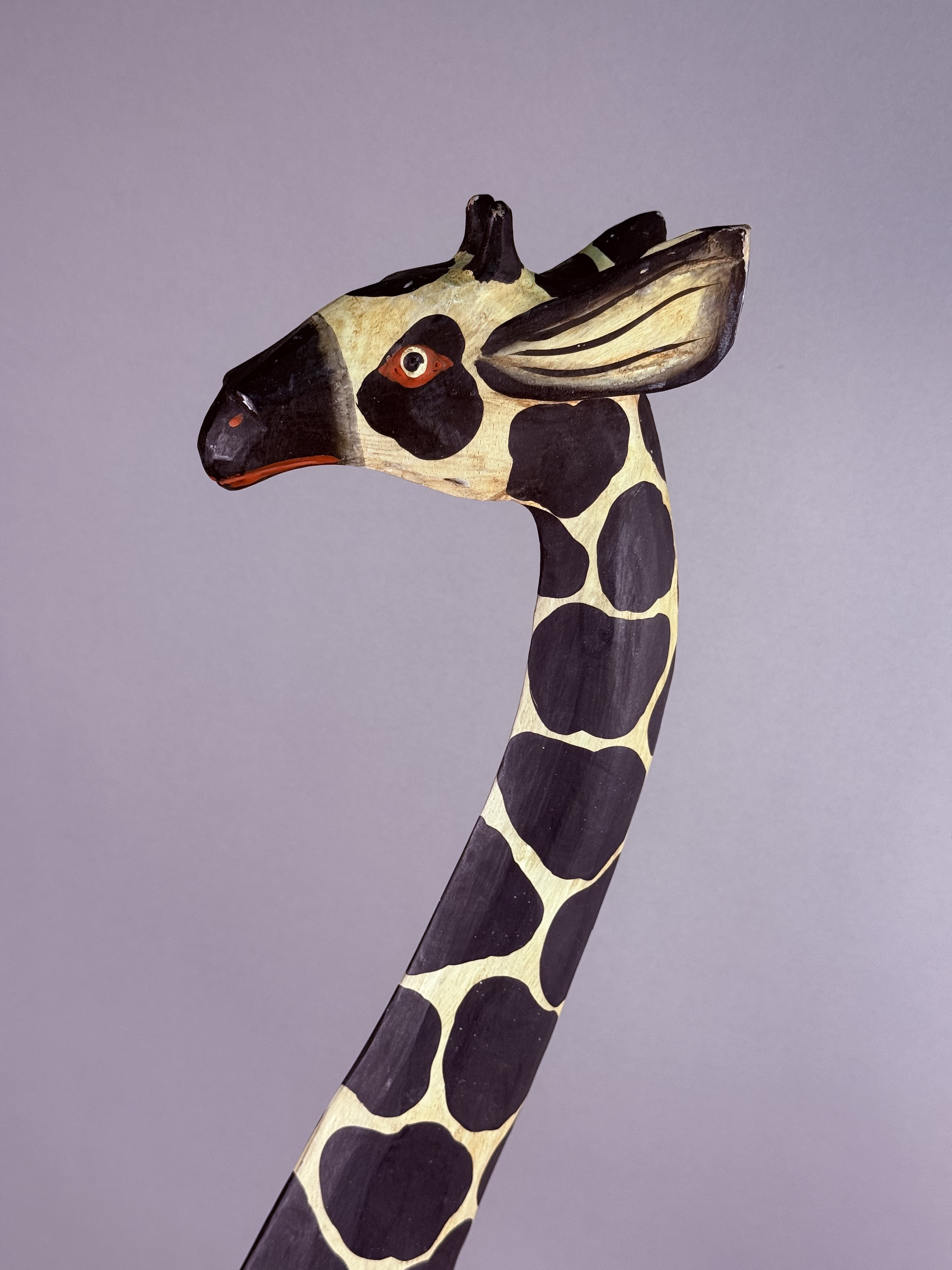 Hand-Carved Indonesian Painted Wooden Giraffe