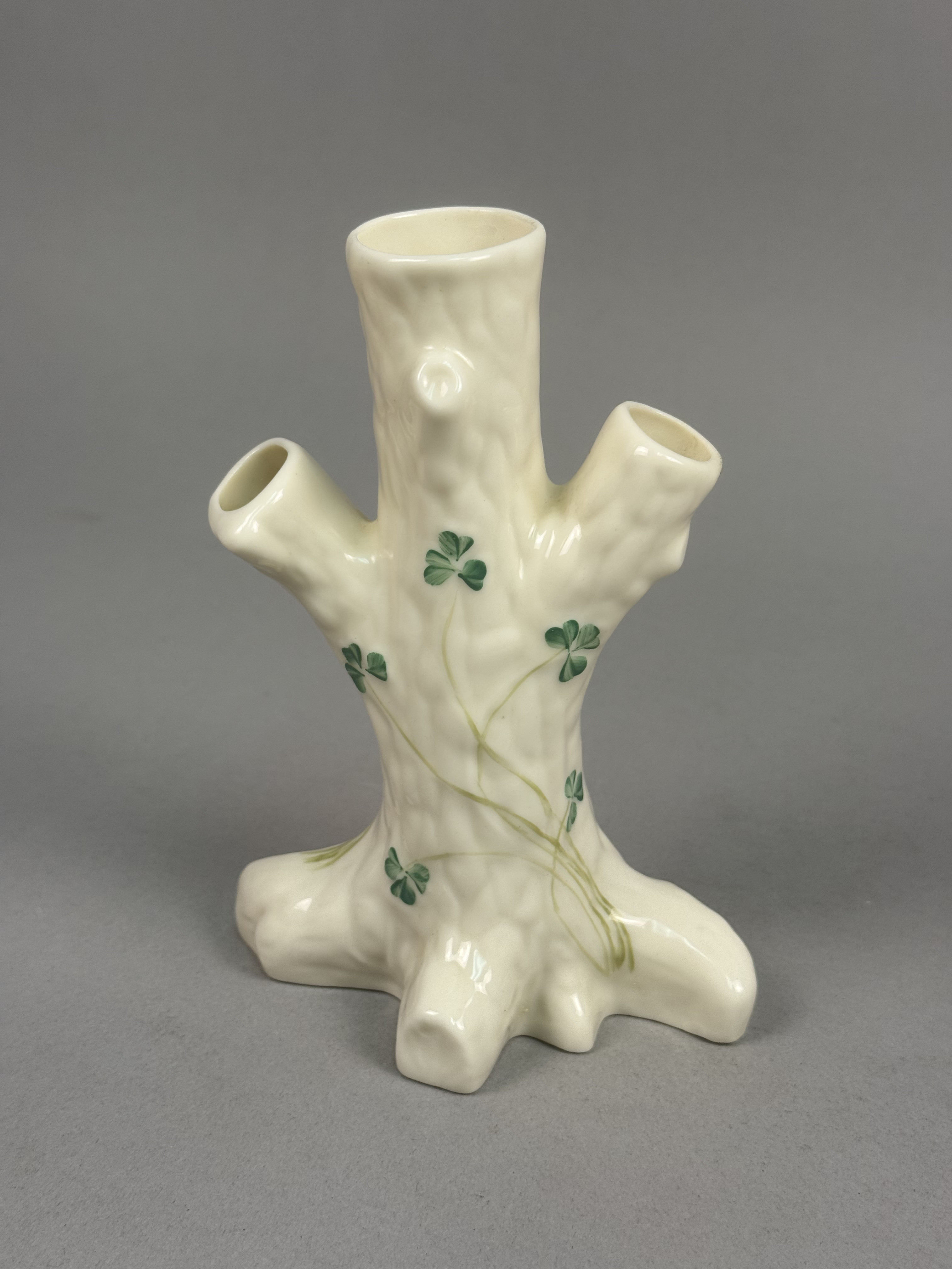 Belleek Shamrock Tree Trunk Vase