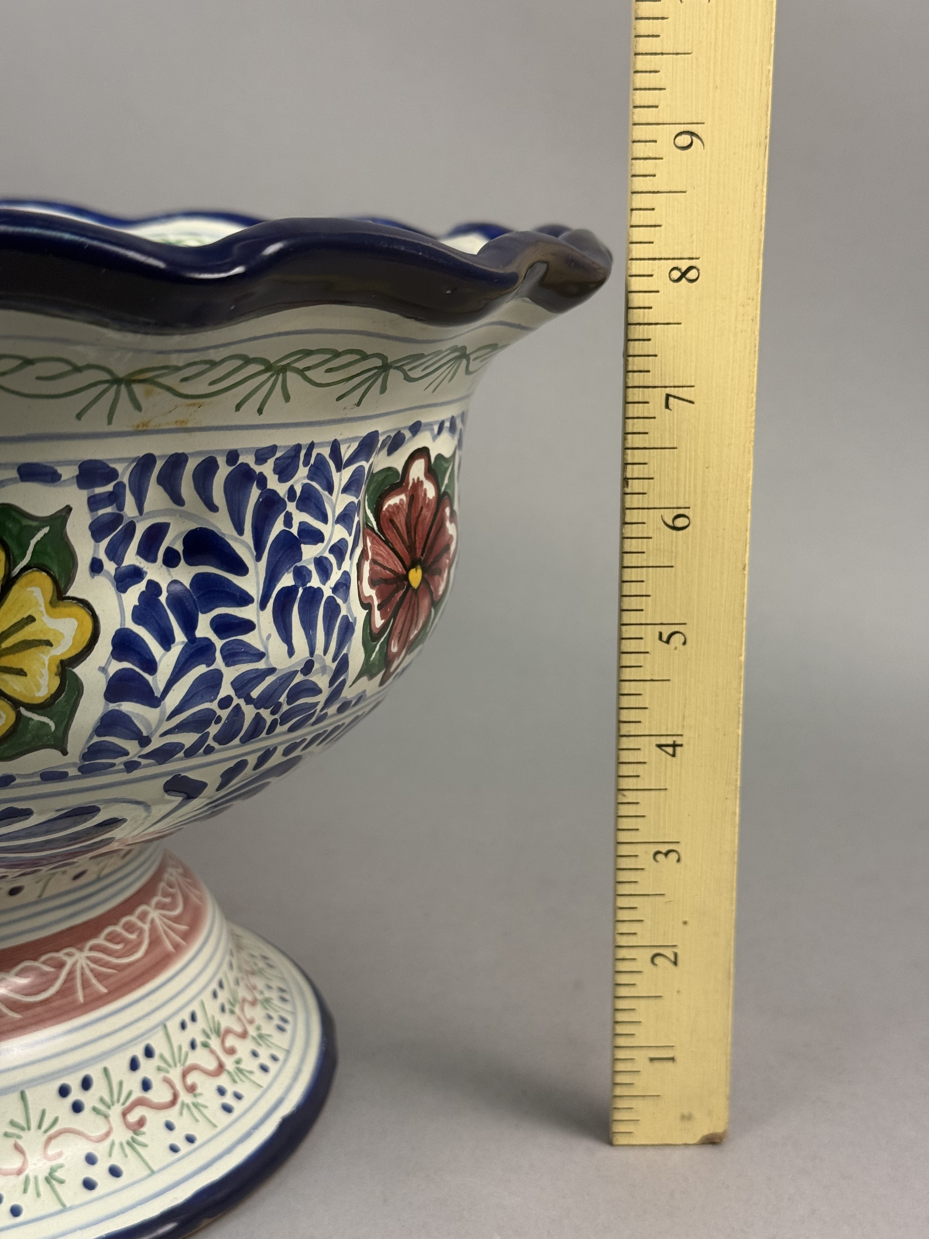 Large Mexican Talavera Footed Bowl