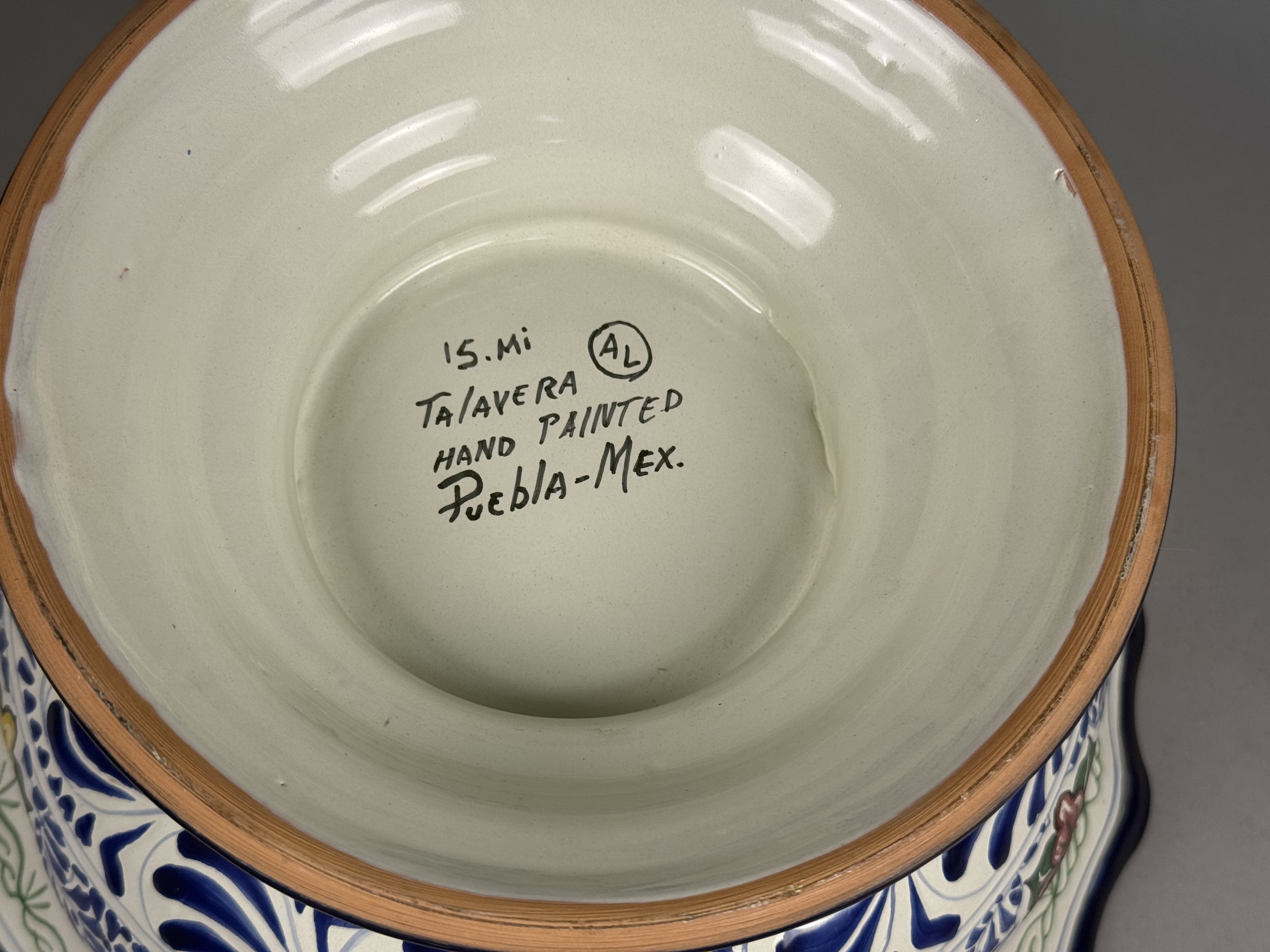 Large Mexican Talavera Footed Bowl