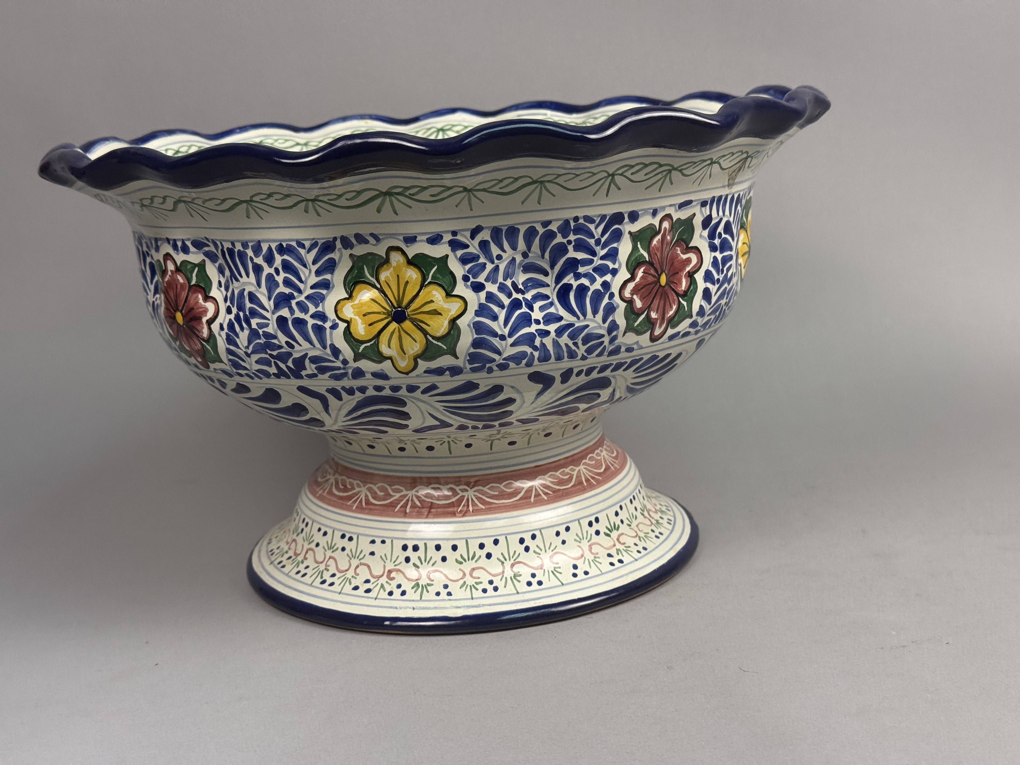 Large Mexican Talavera Footed Bowl
