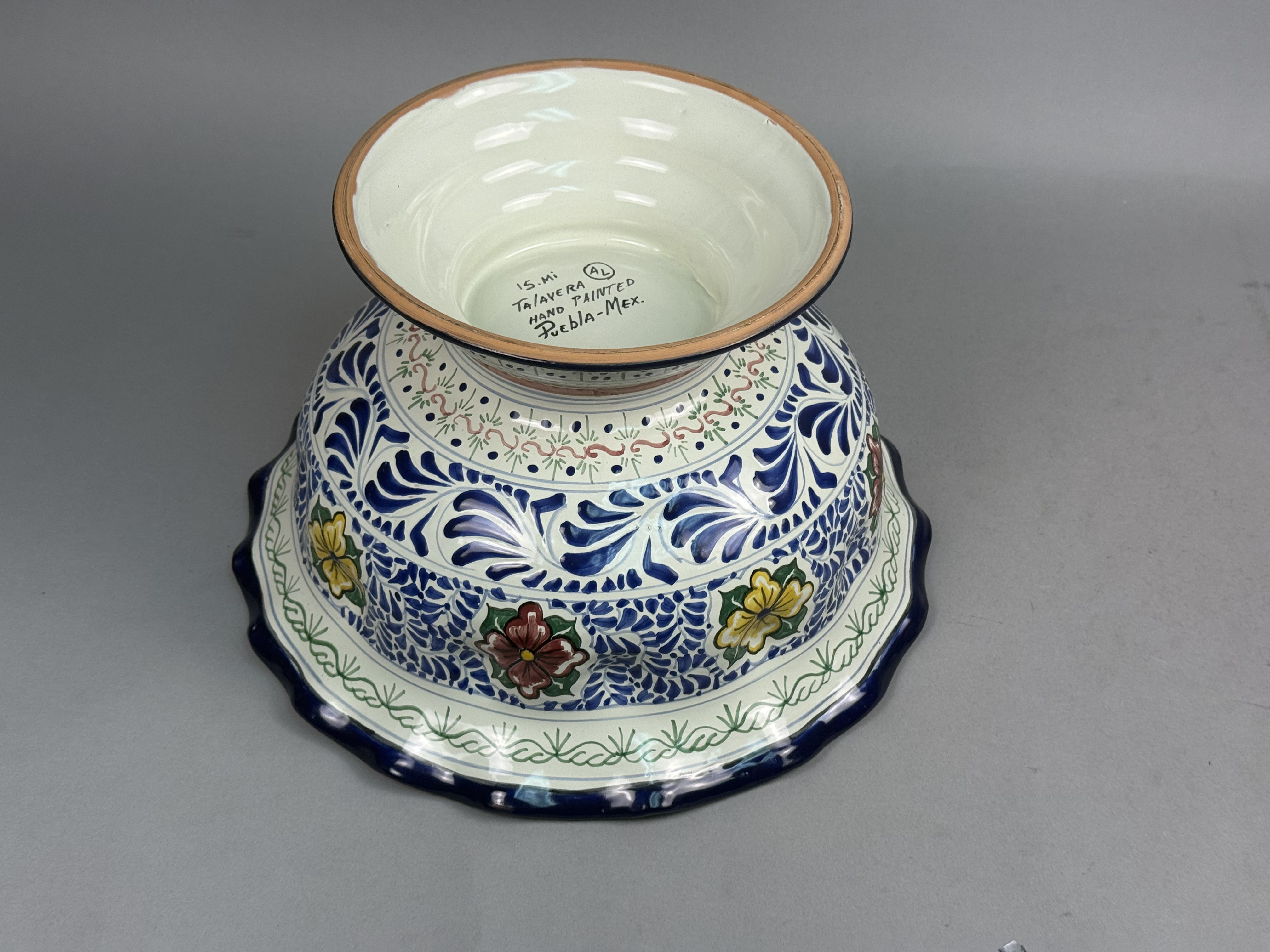 Large Mexican Talavera Footed Bowl