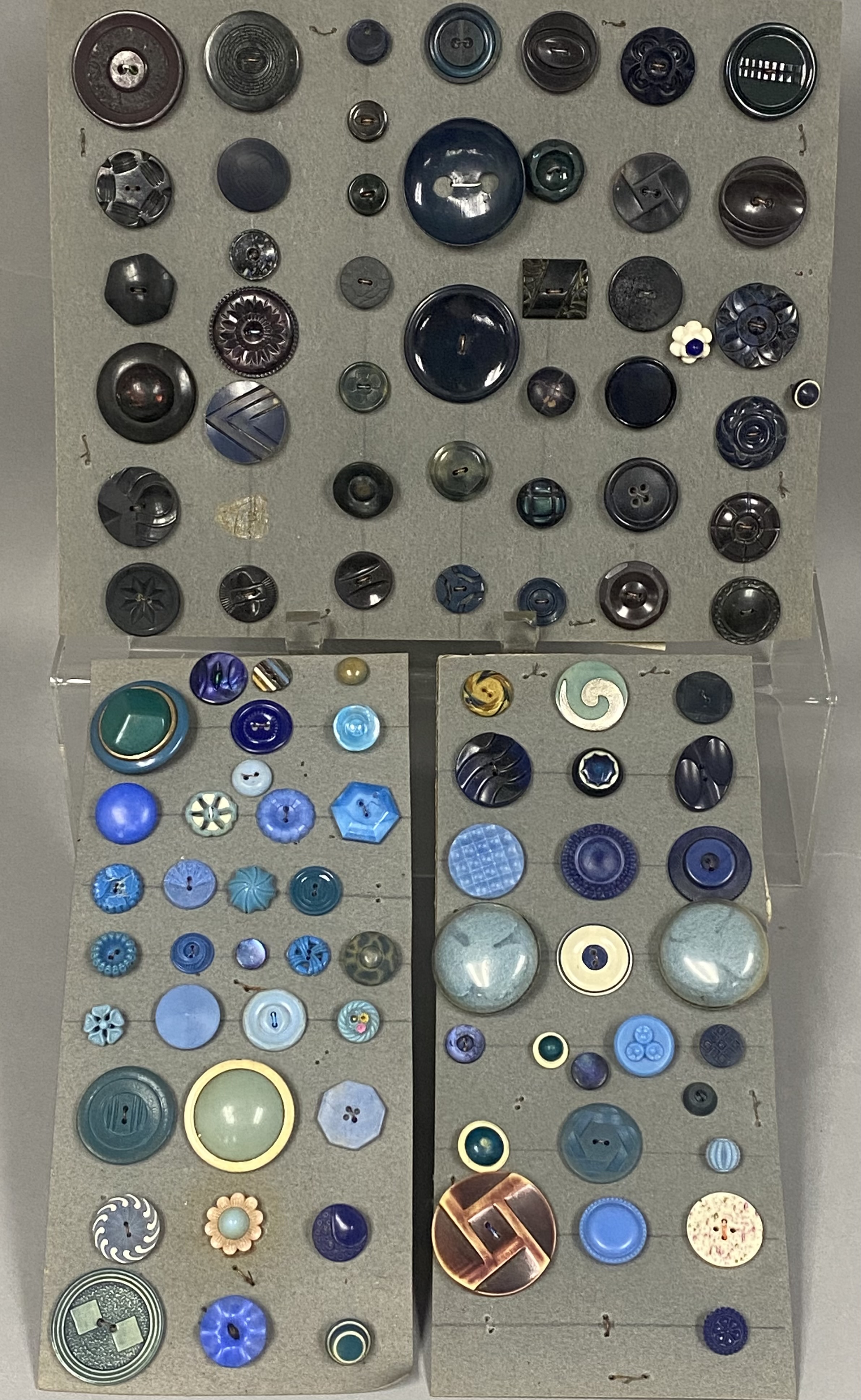 Collection of 100 Vintage Blue Buttons