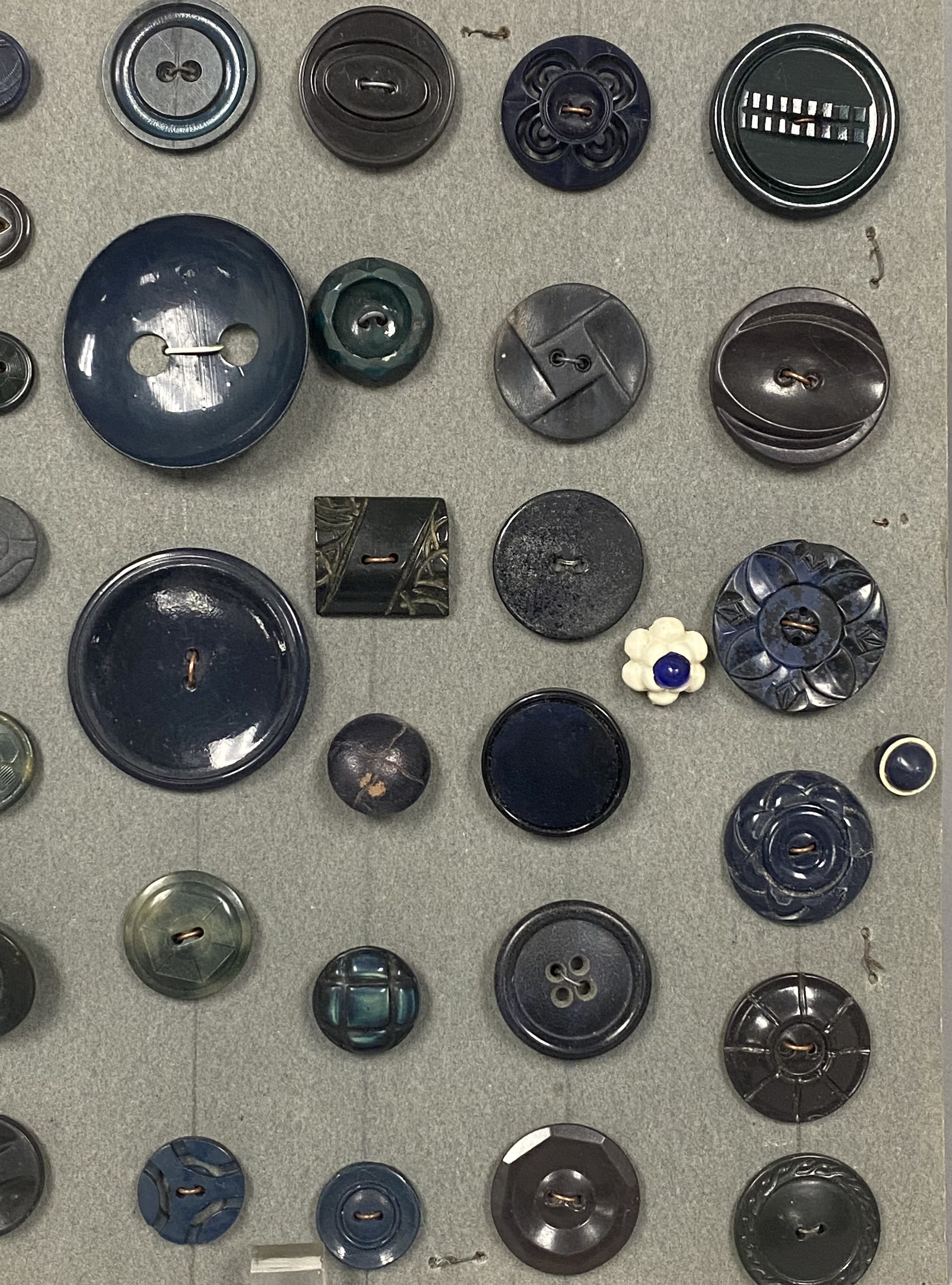 Collection of 100 Vintage Blue Buttons