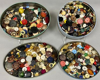 Large Collection of Vintage Buttons. This lot features a diverse assortment of vintage garment 