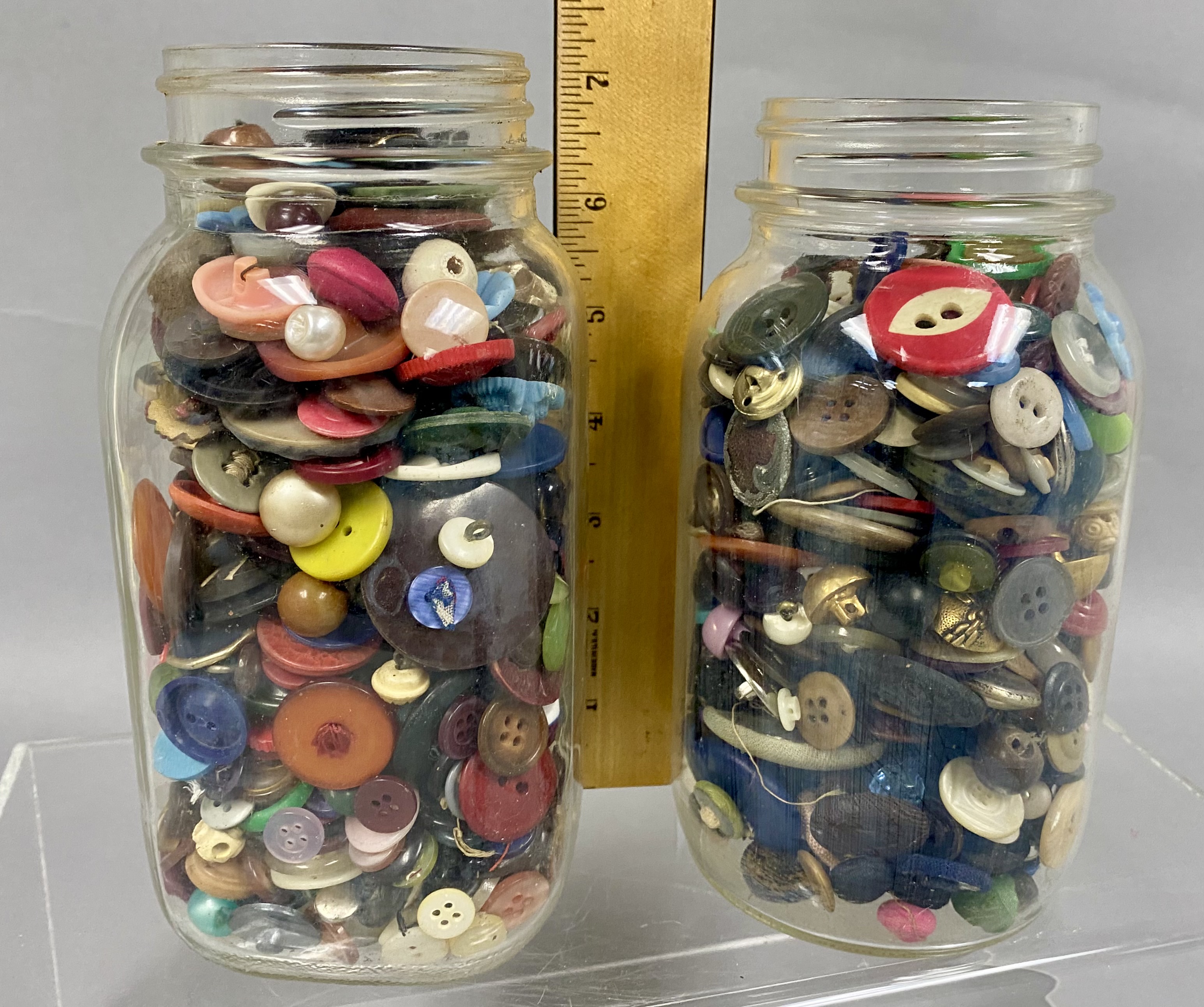 Two Atlas Mason Jars of Vintage Buttons