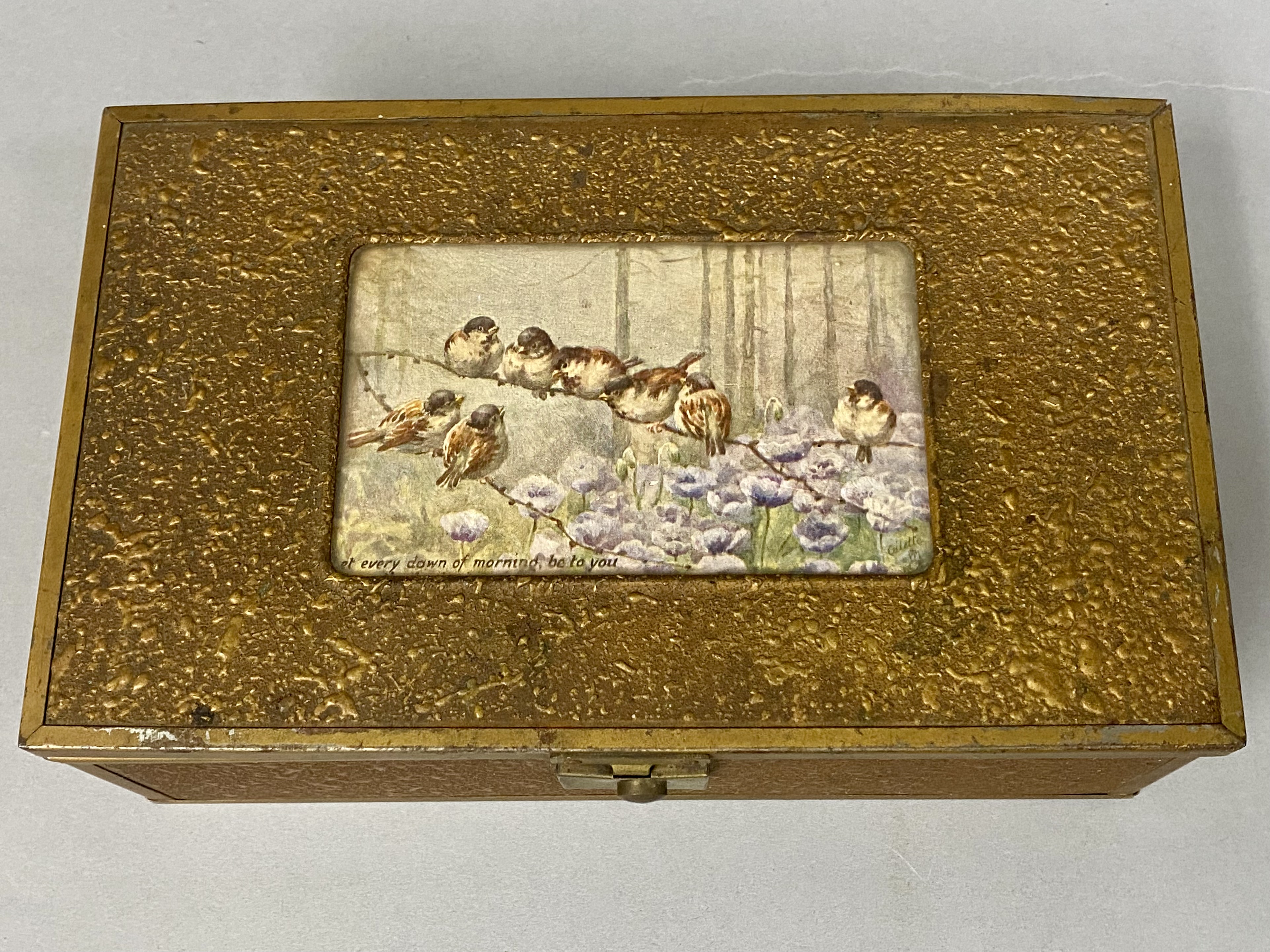 Vintage Button Collection in Metal-Clad Box