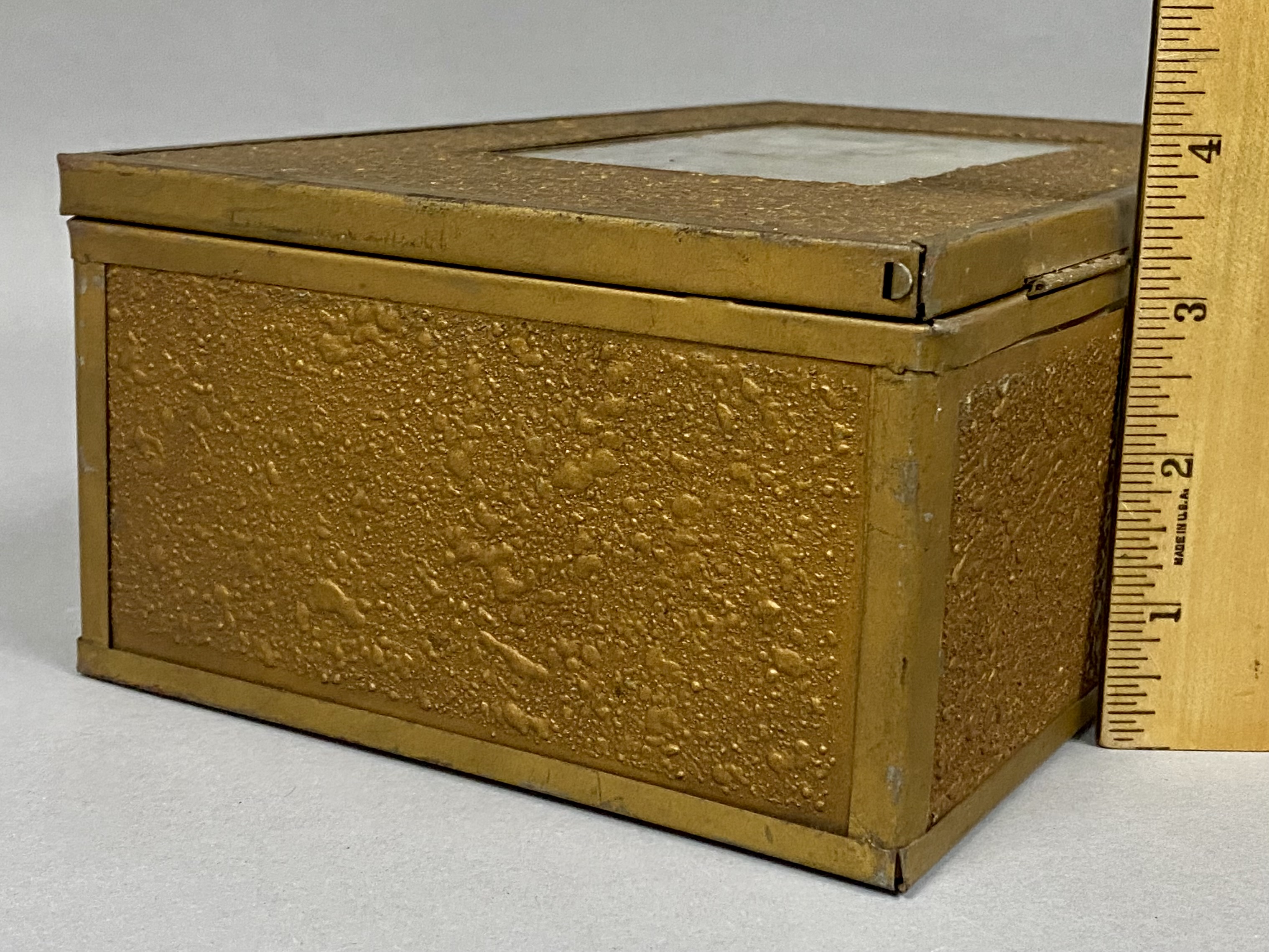 Vintage Button Collection in Metal-Clad Box