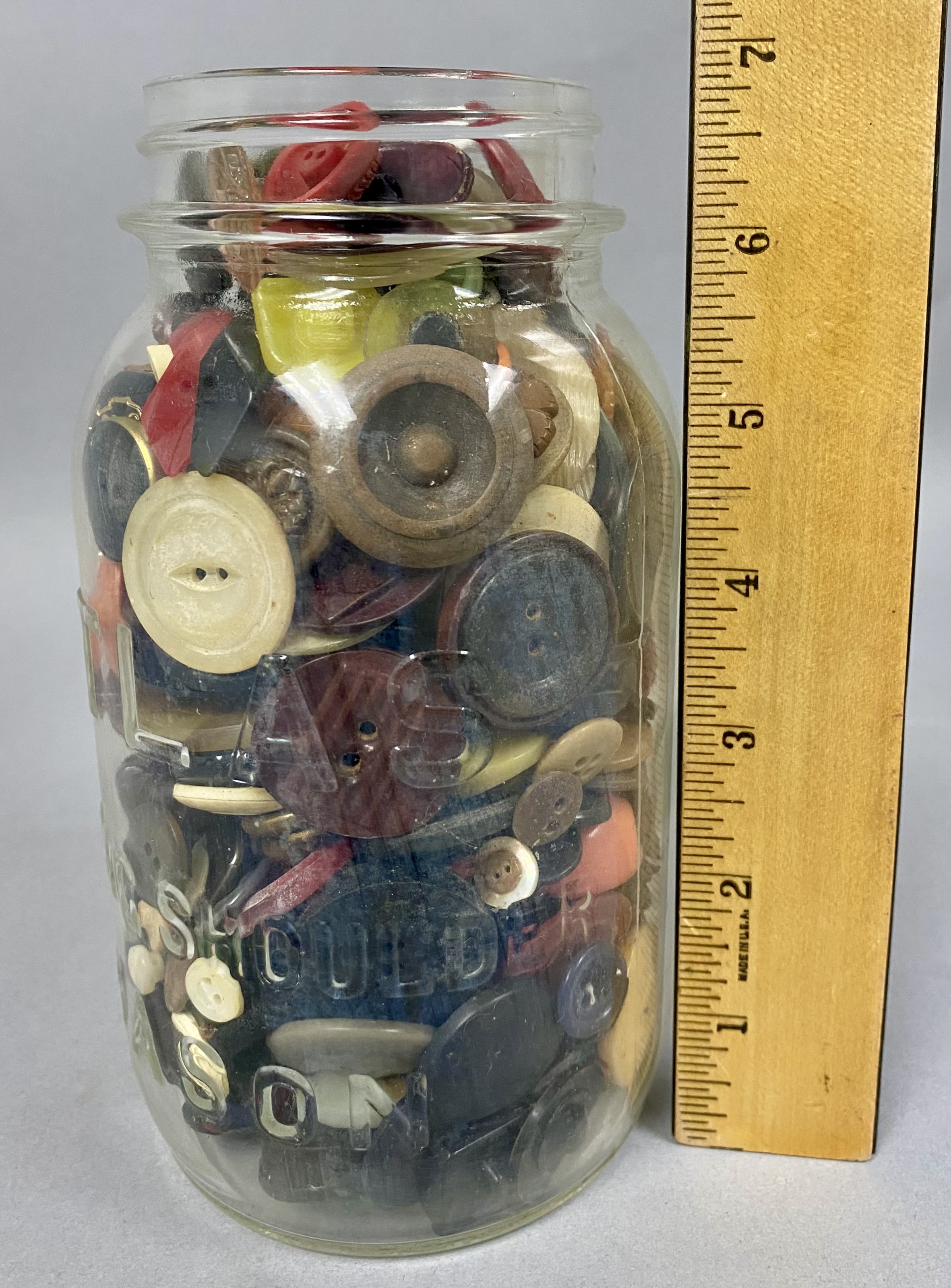 Assorted Vintage Sewing Buttons in Jar