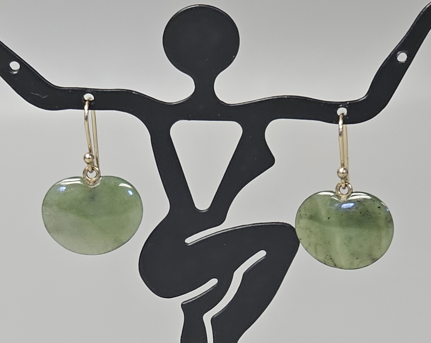 14K Gold Nephrite Jade Earrings
