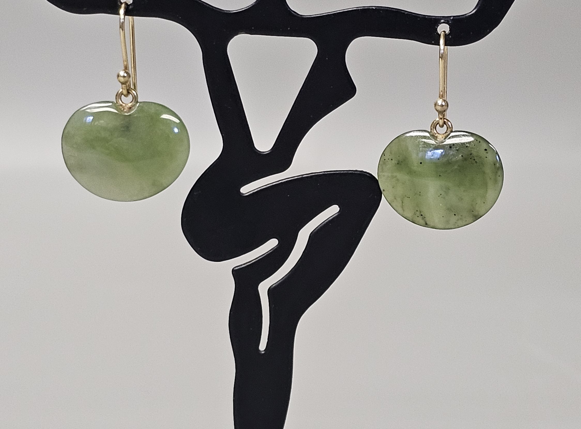 14K Gold Nephrite Jade Earrings