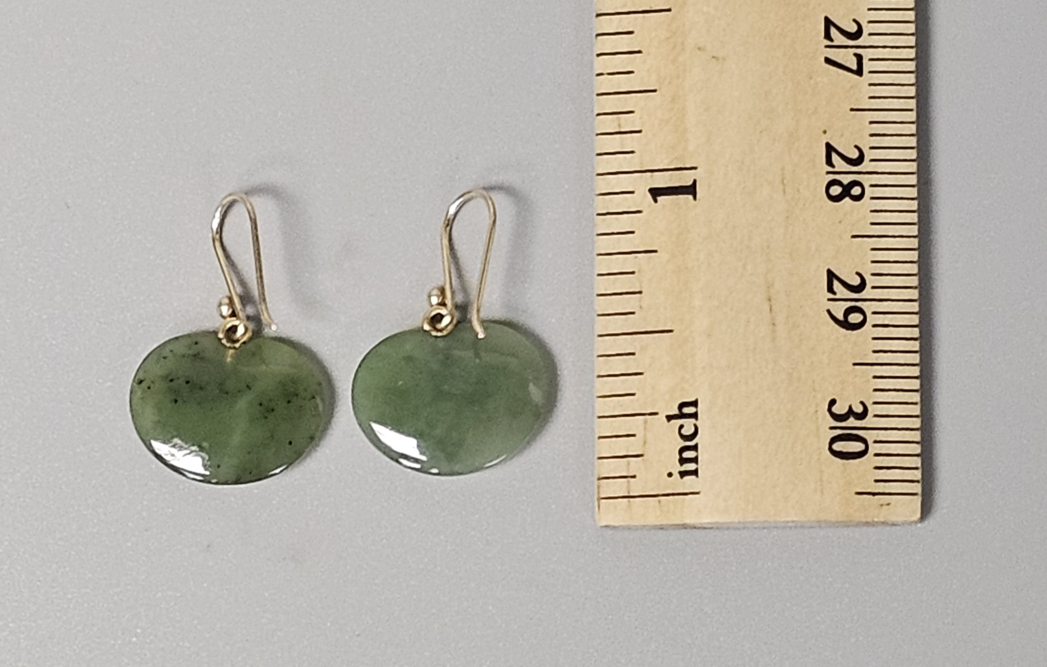 14K Gold Nephrite Jade Earrings