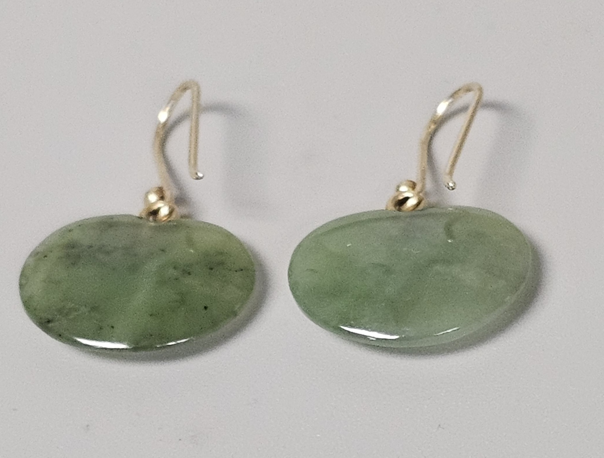 14K Gold Nephrite Jade Earrings