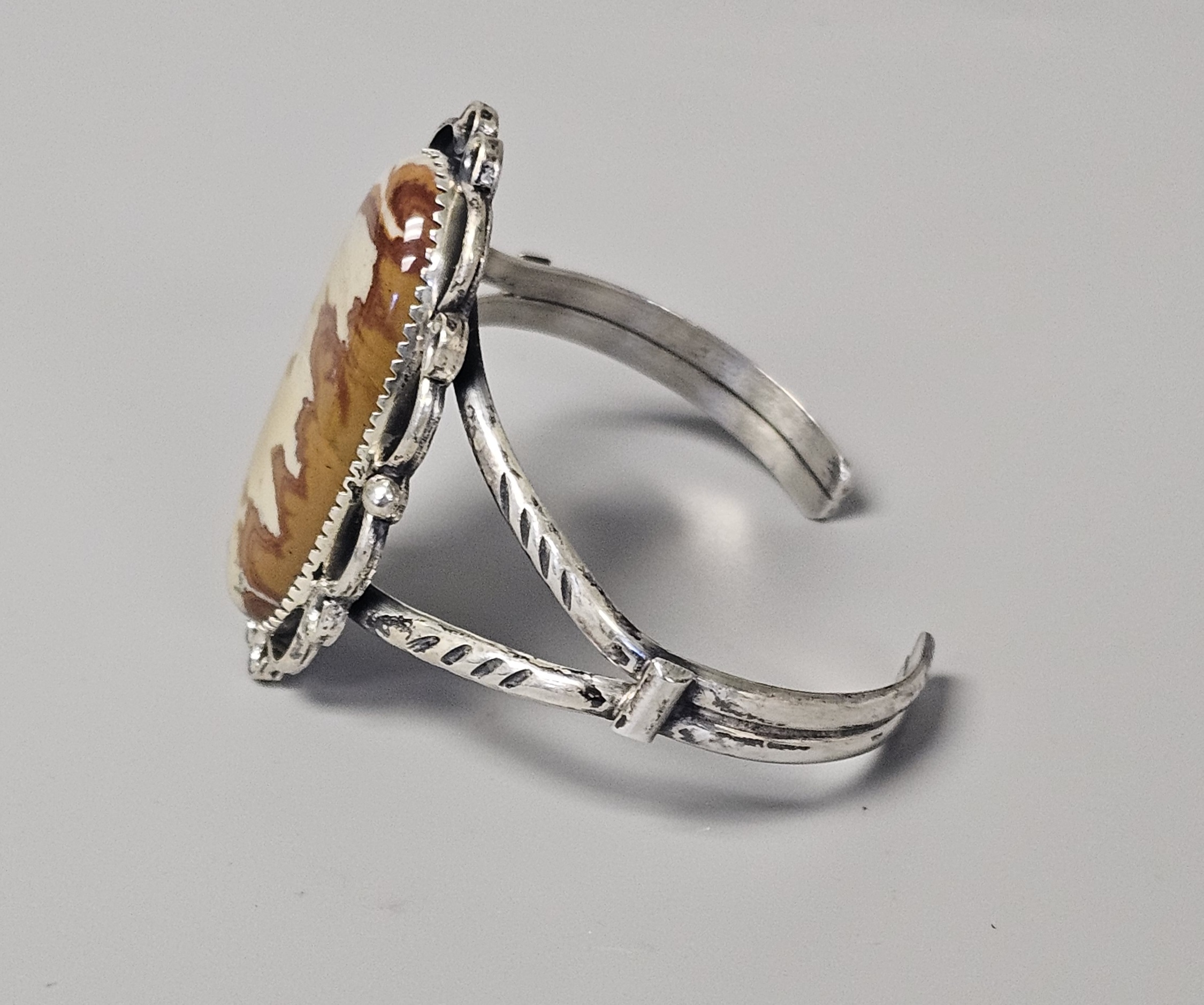 Sterling Southwestern Picture Jasper Cuff 28.2 Grams