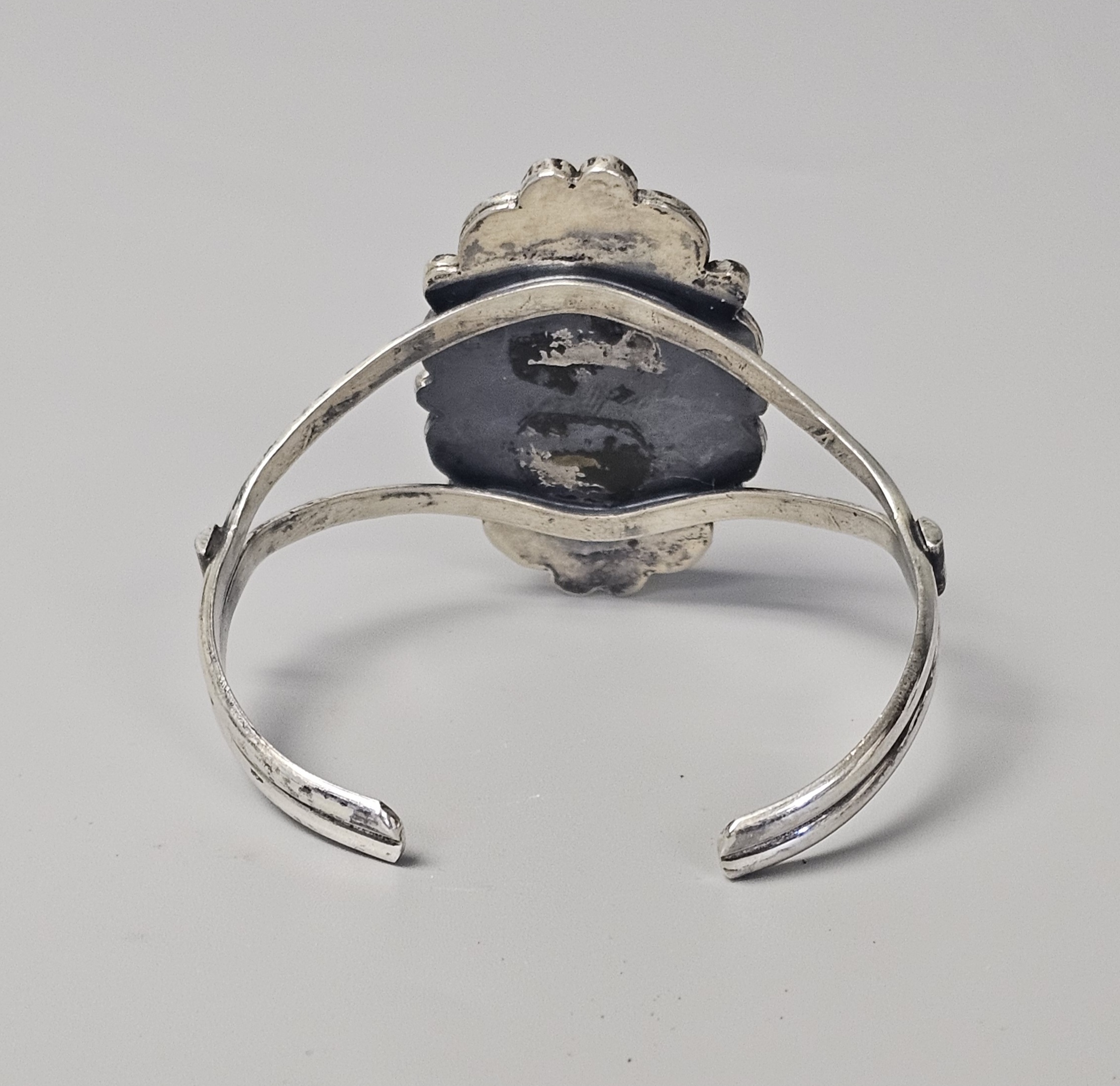 Sterling Southwestern Picture Jasper Cuff 28.2 Grams